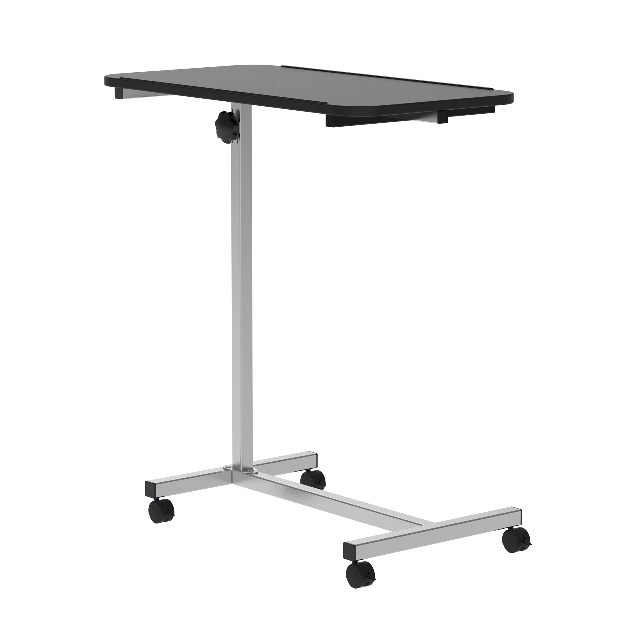 Portable Overbed/Chair Table Sofa Side Notebook Laptop Desk PC Stand Height Adjustable w/ Lockable 4 Castors & Wooden Top - Black - Life Essentials