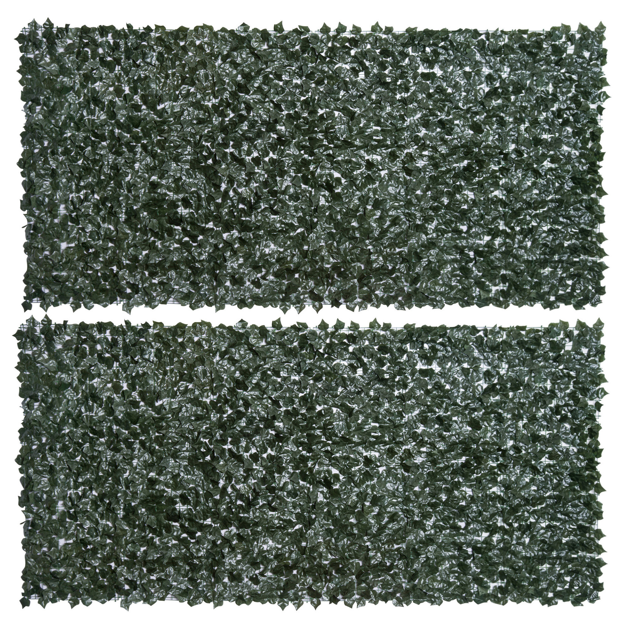 Set of Two Artificial Leaf Hedge Screen Privacy Fence Panel for Garden Outdoor Indoor Decor, Dark Green, 3 x 1.5 m - Life Essentials