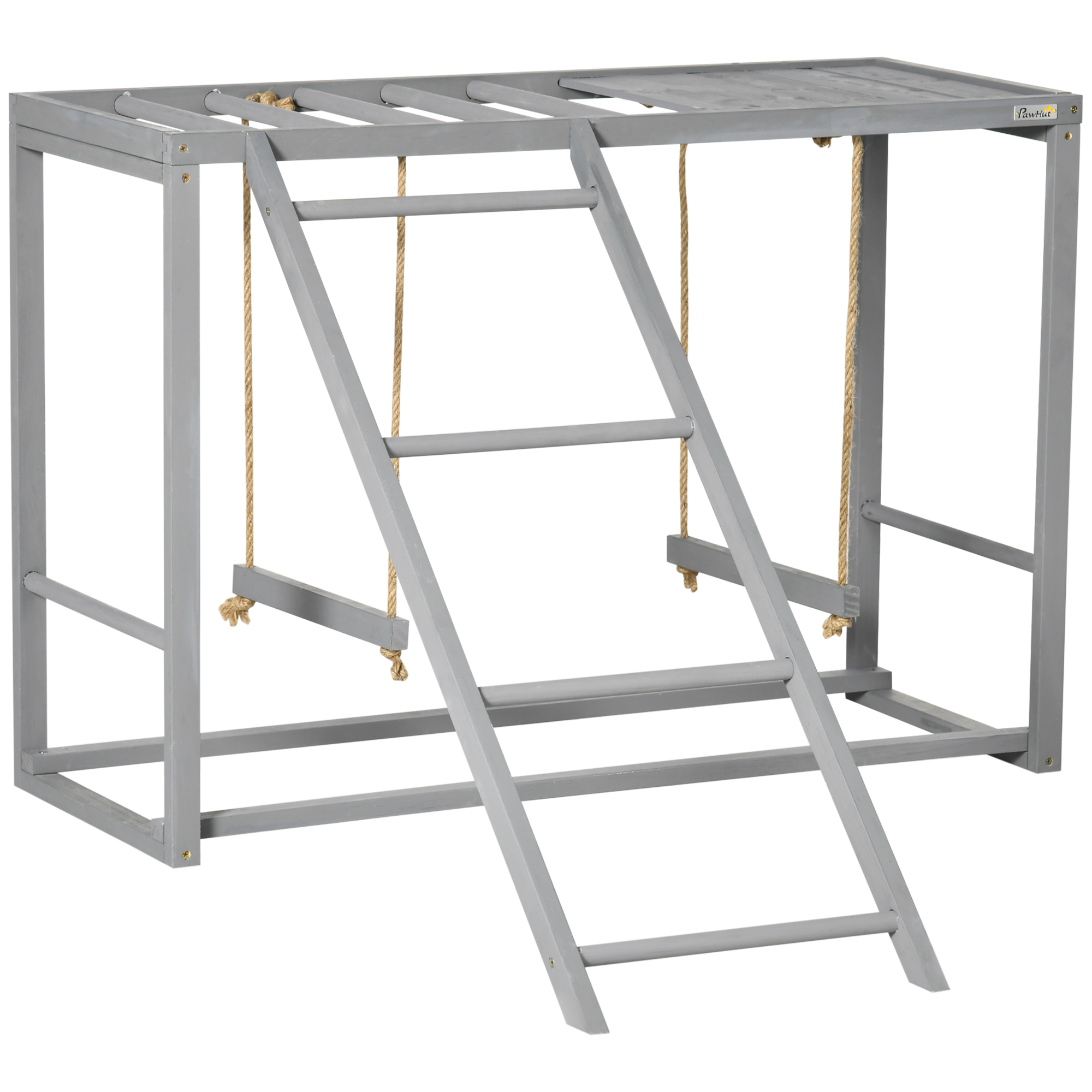 Chicken Activity Play with Swing Set for 3-4 Birds, Wooden Chicken Coop, Grey - Life Essentials