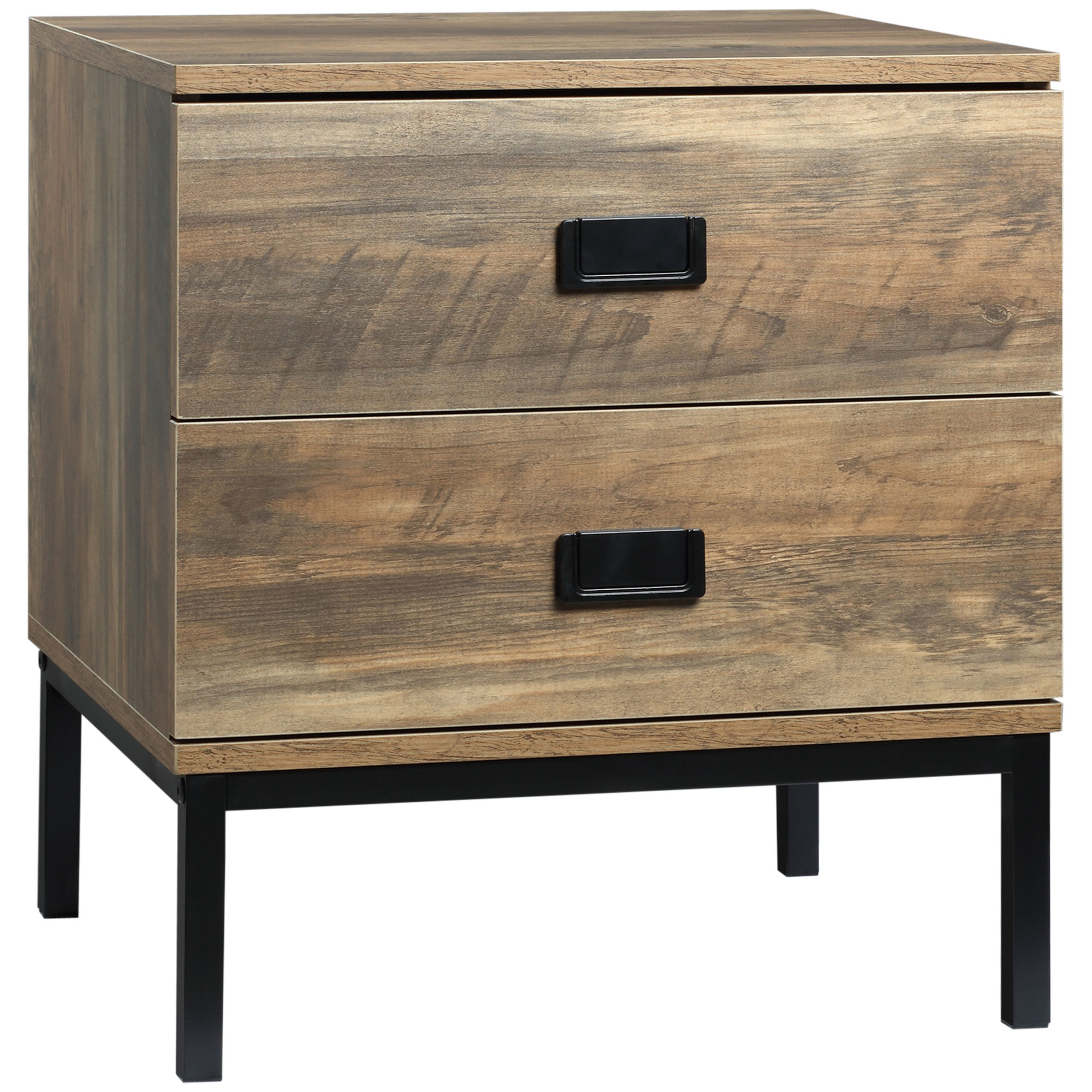 Bedside Table - RETRO 2 Drawer Nightstand Coffee 45cm - Life Essentials