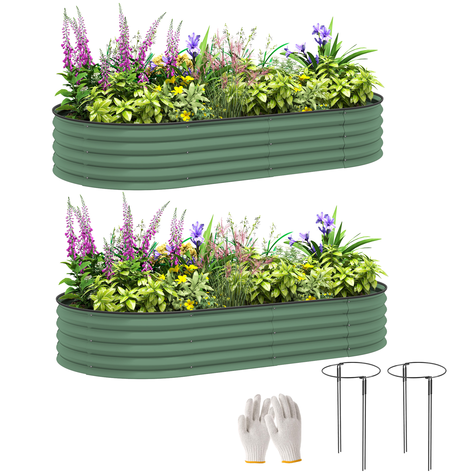SUNVISTA Set of Two 181 x 93cm Steel Planters - Green - Life Essentials