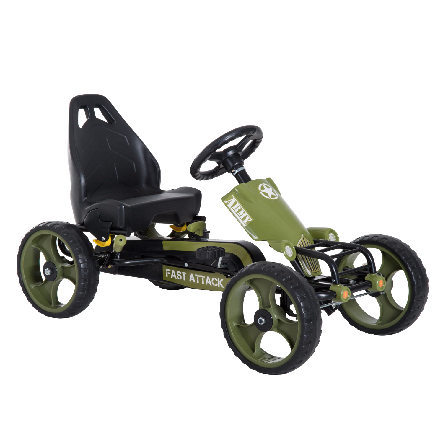 Kids Children Pedal Go Kart Ride On Racer Braking System Adjsuatble Seat Green - Life Essentials