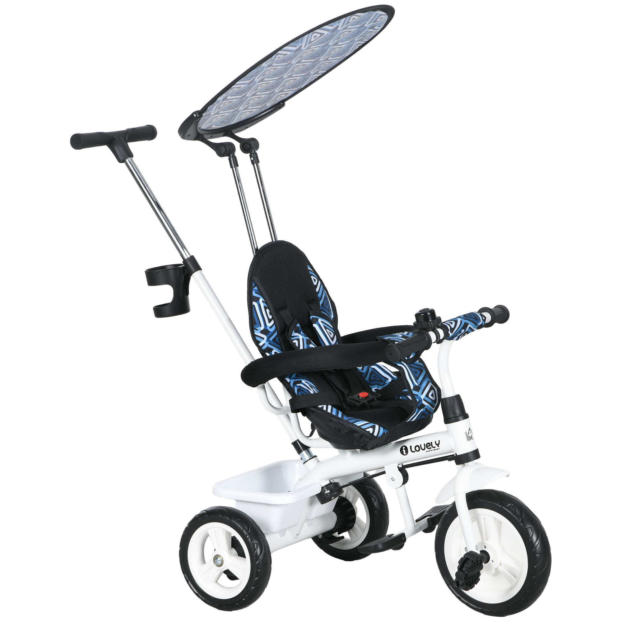 Scott 4 in 1 Tricycle for Kids with 5-point Harness Straps - Blue - Life Essentials
