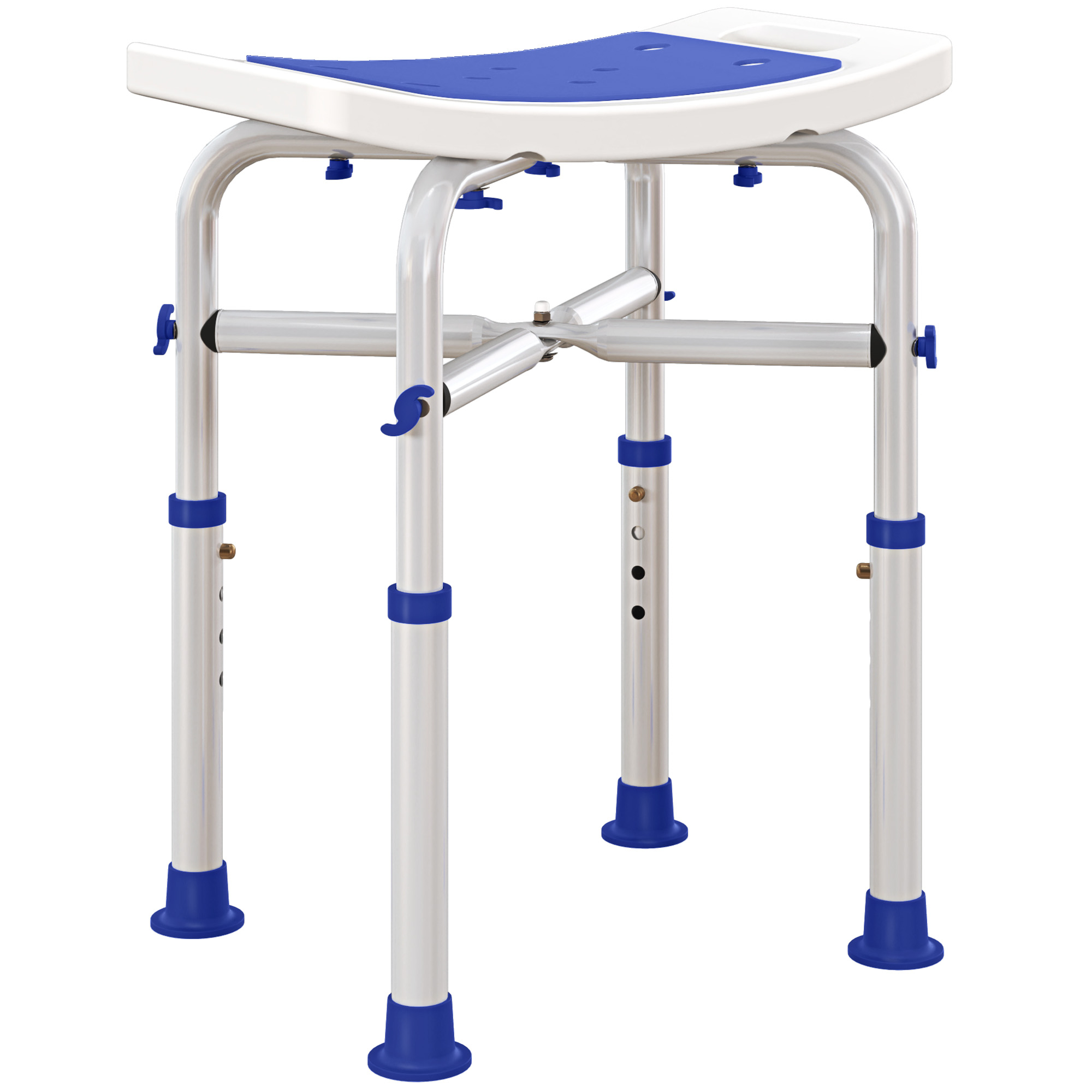 HERON 44-51.5cm Aluminium Frame Shower/Bath Stool - White - Life Essentials