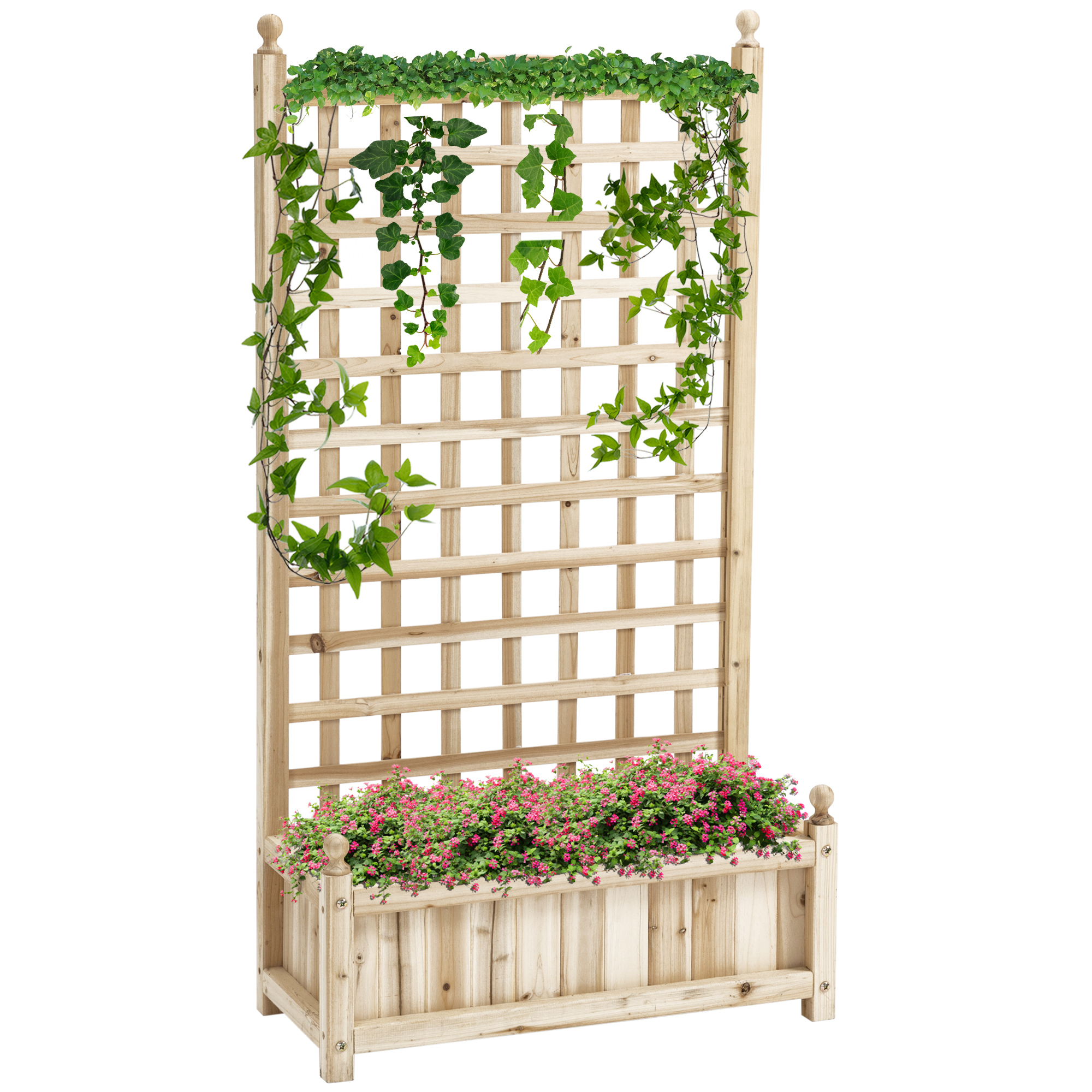 Wood Planters with Trellis for Climbing Vines Indoor Outdoor - Life Essentials