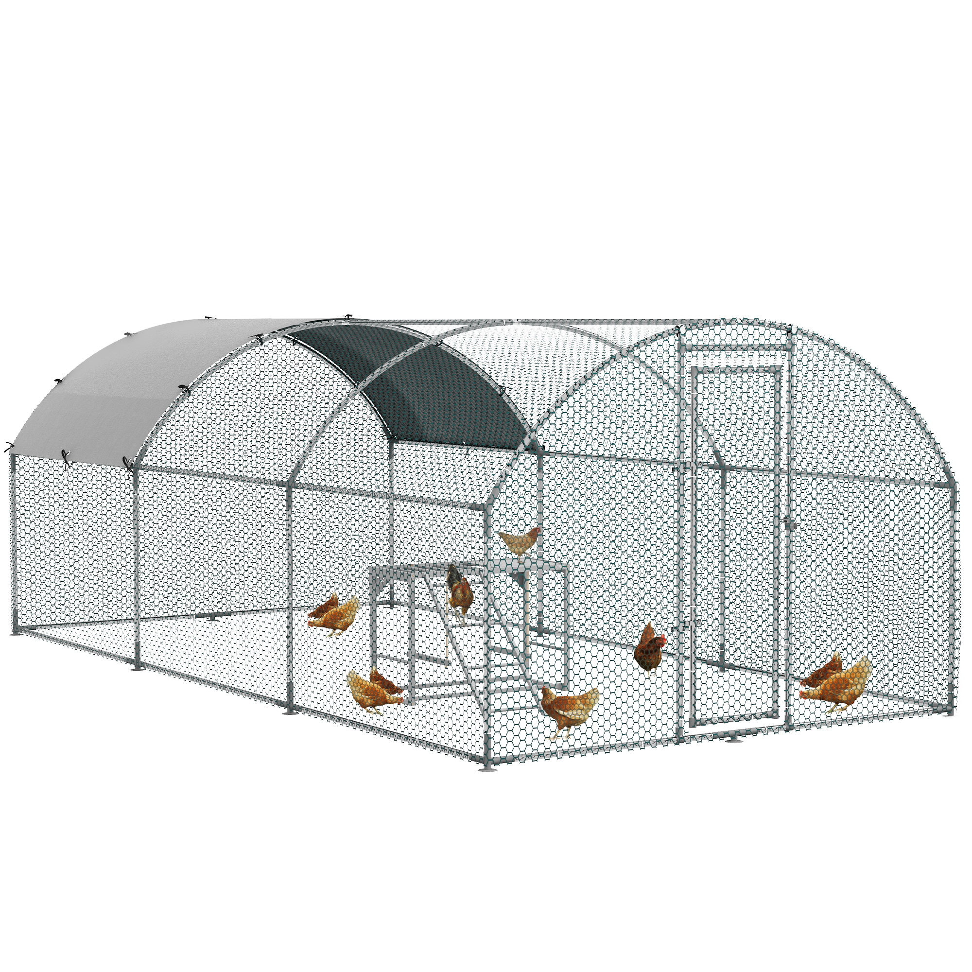 Shelley Spacious Walk-In Chicken Run Outdoor Coop with Activity Shelf - Secure Design - Life Essentials