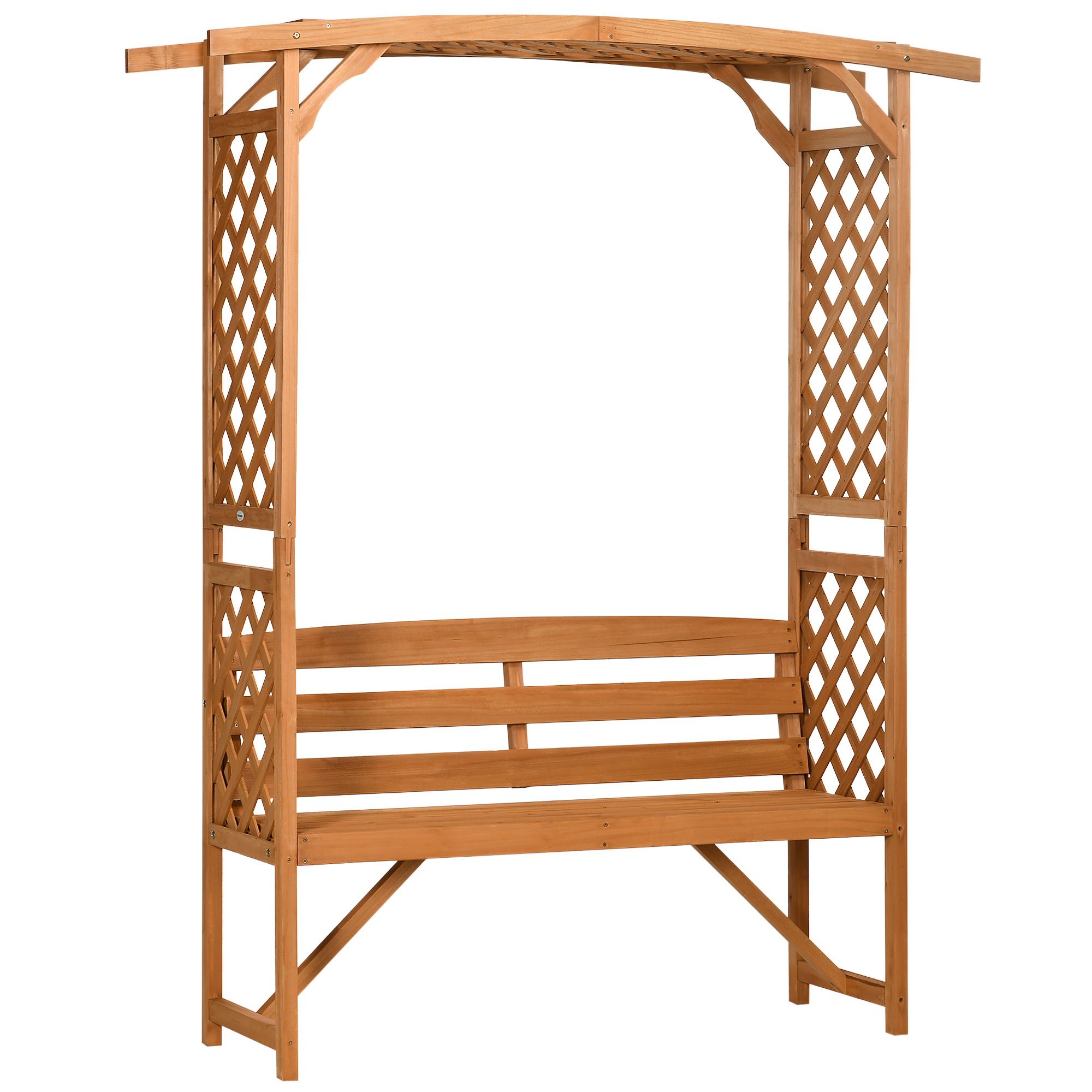 Patio Garden Bench, Natural Wooden Garden Arbour with Seat for Vines/Climbing Plants, Natural - Life Essentials