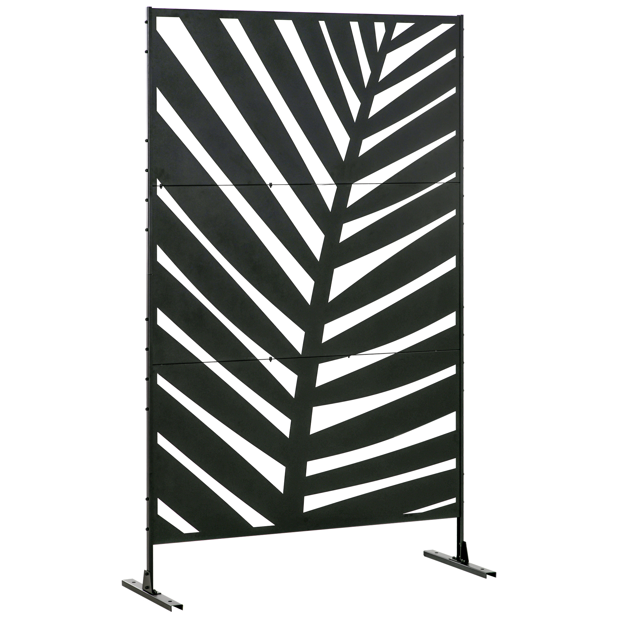 Privacy Screen with Stand and Ground Stakes, 6.5FT Metal Outdoor Divider, Decorative Privacy Panel for Garden Patio Pool Hot Tub - Life Essentials