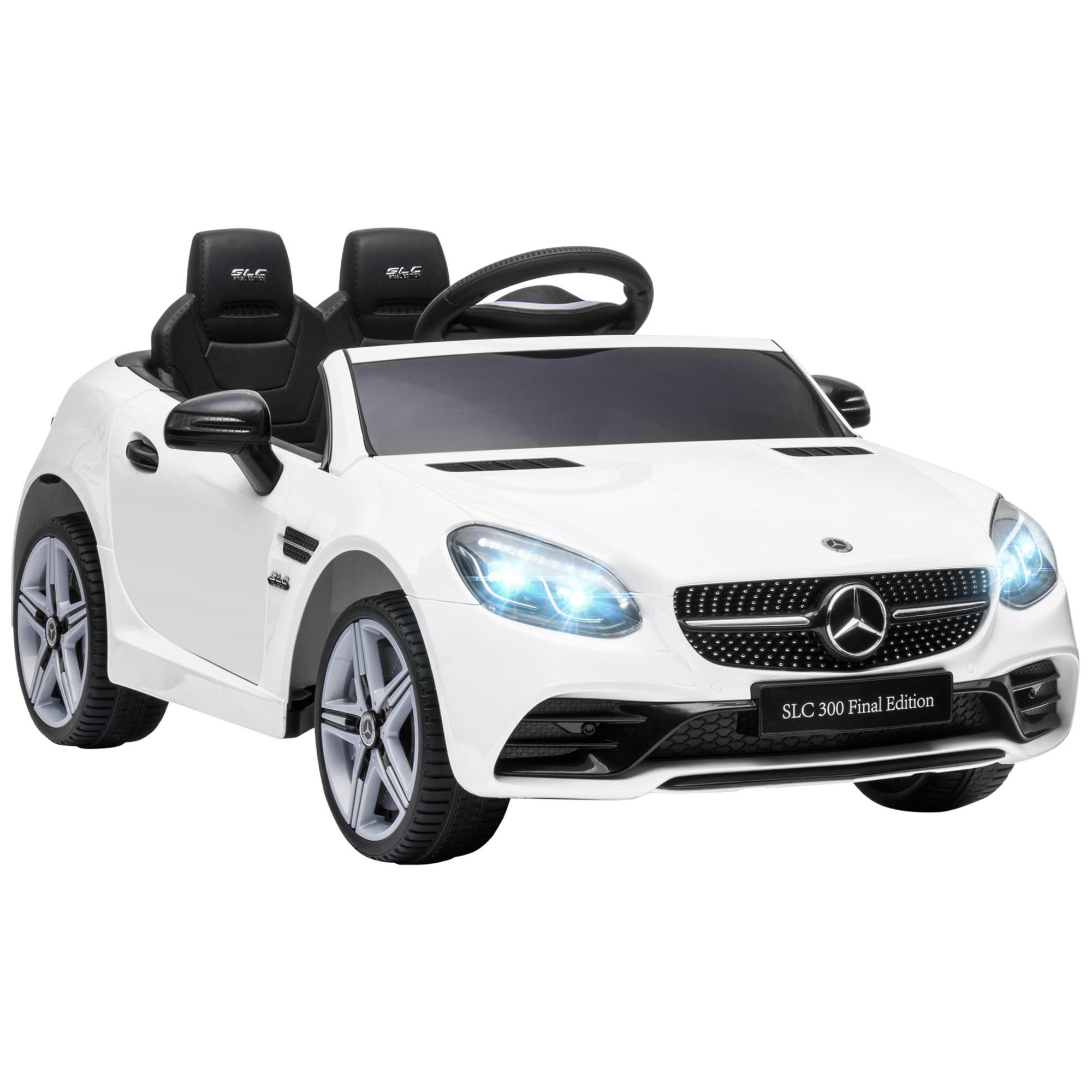 AIYAPLAY Mercedes Benz SLC 300 Licensed 12V Kids Electric Ride On Car with Parental Remote Two Motors Music Light Suspension Wheel for 3-6 Year White 