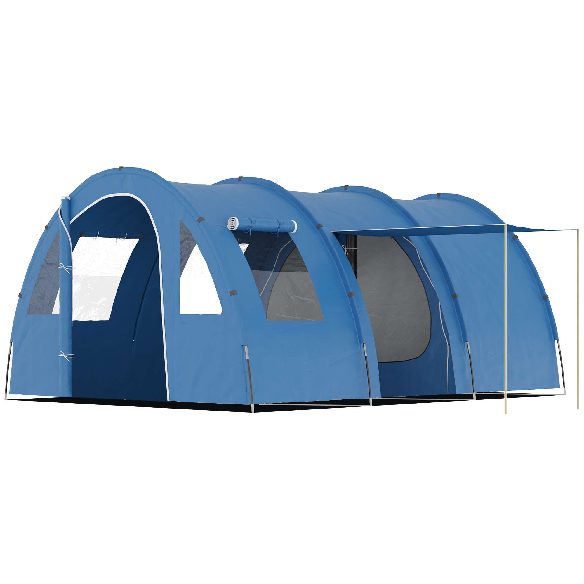 5-6 Man Tunnel Tent, Two Room Camping Tent with Sewn-In Floor, 2 Doors and Carry Bag, 2000mm Water Column for Fishing, Hiking, Sports - Life 