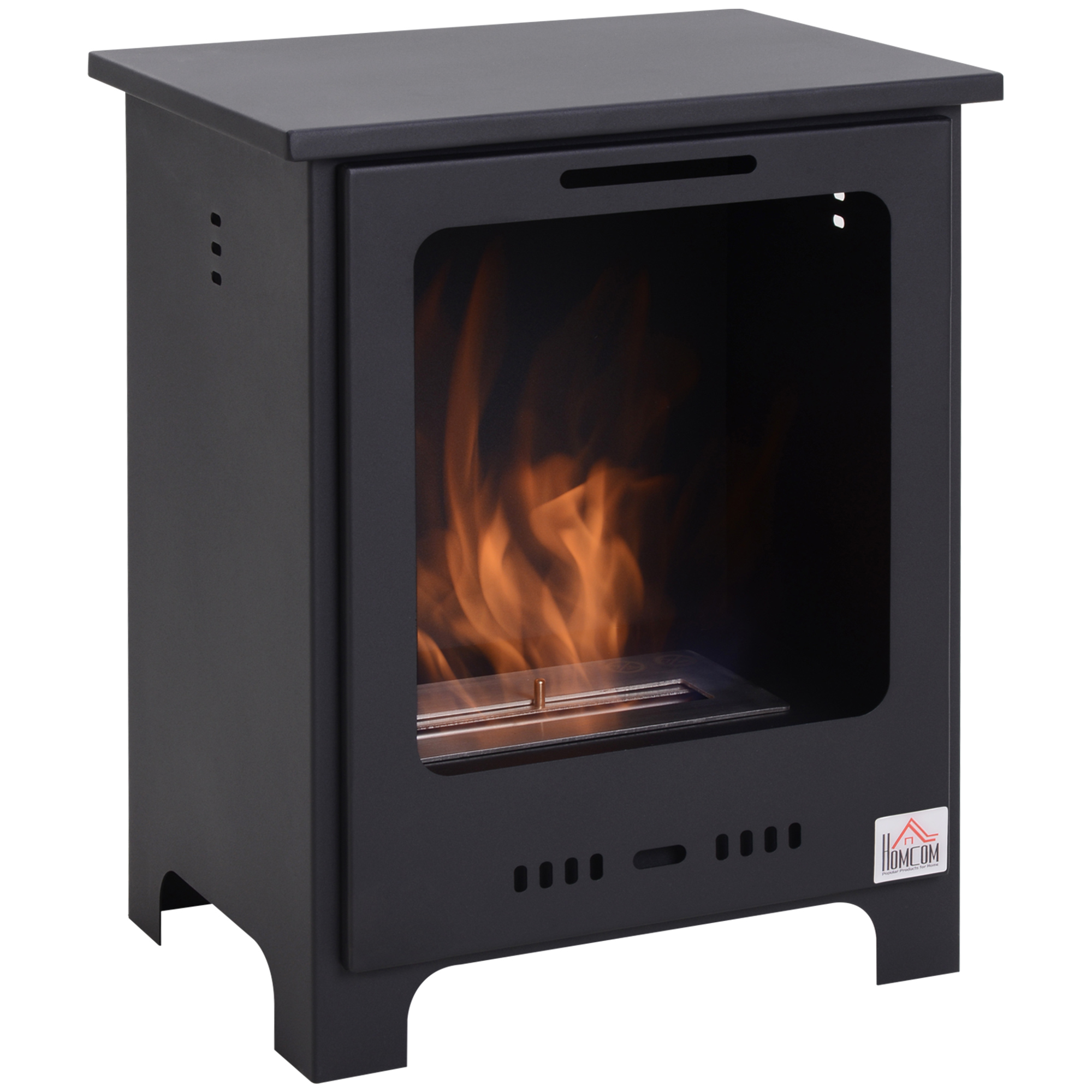Freestanding Ethanol Fireplace, Bioethanol Fire with 0.9L Tank - Black - Life Essentials