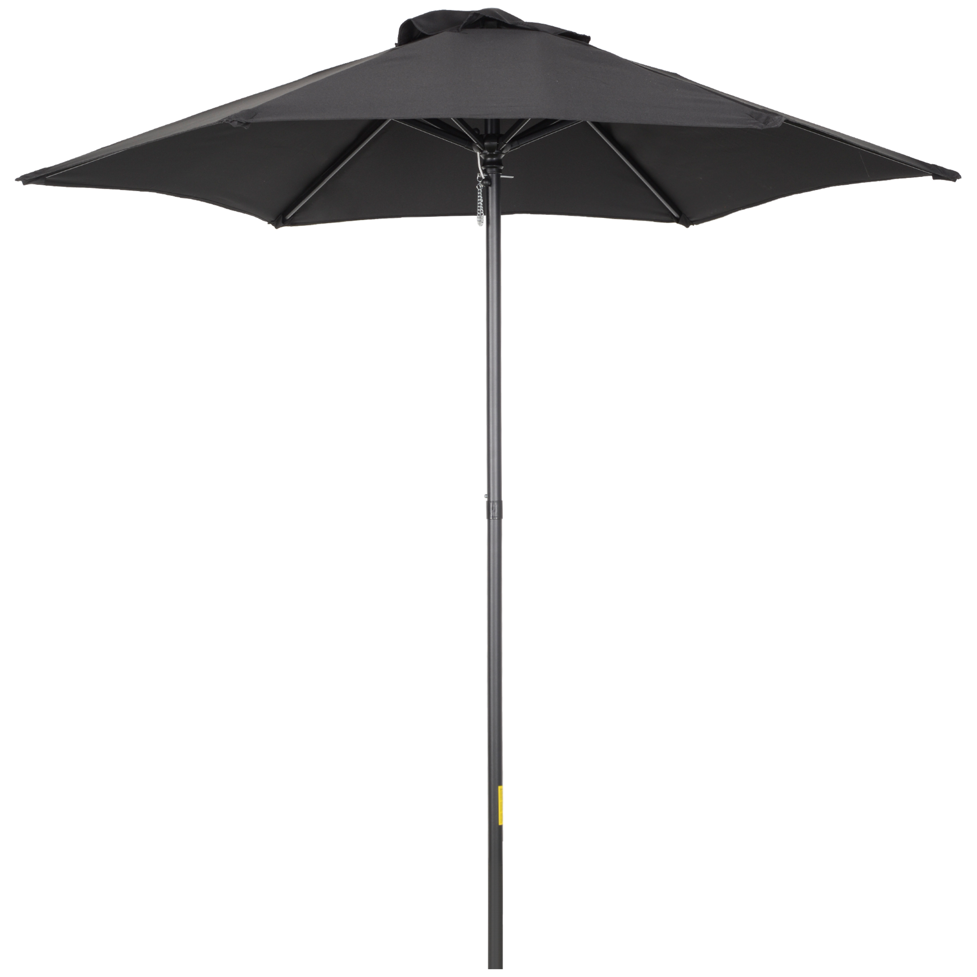 2m Patio Parasols Umbrellas, Outdoor Sun Shade with 6 Sturdy Ribs for Balcony, Bench, Garden, Black - Life Essentials
