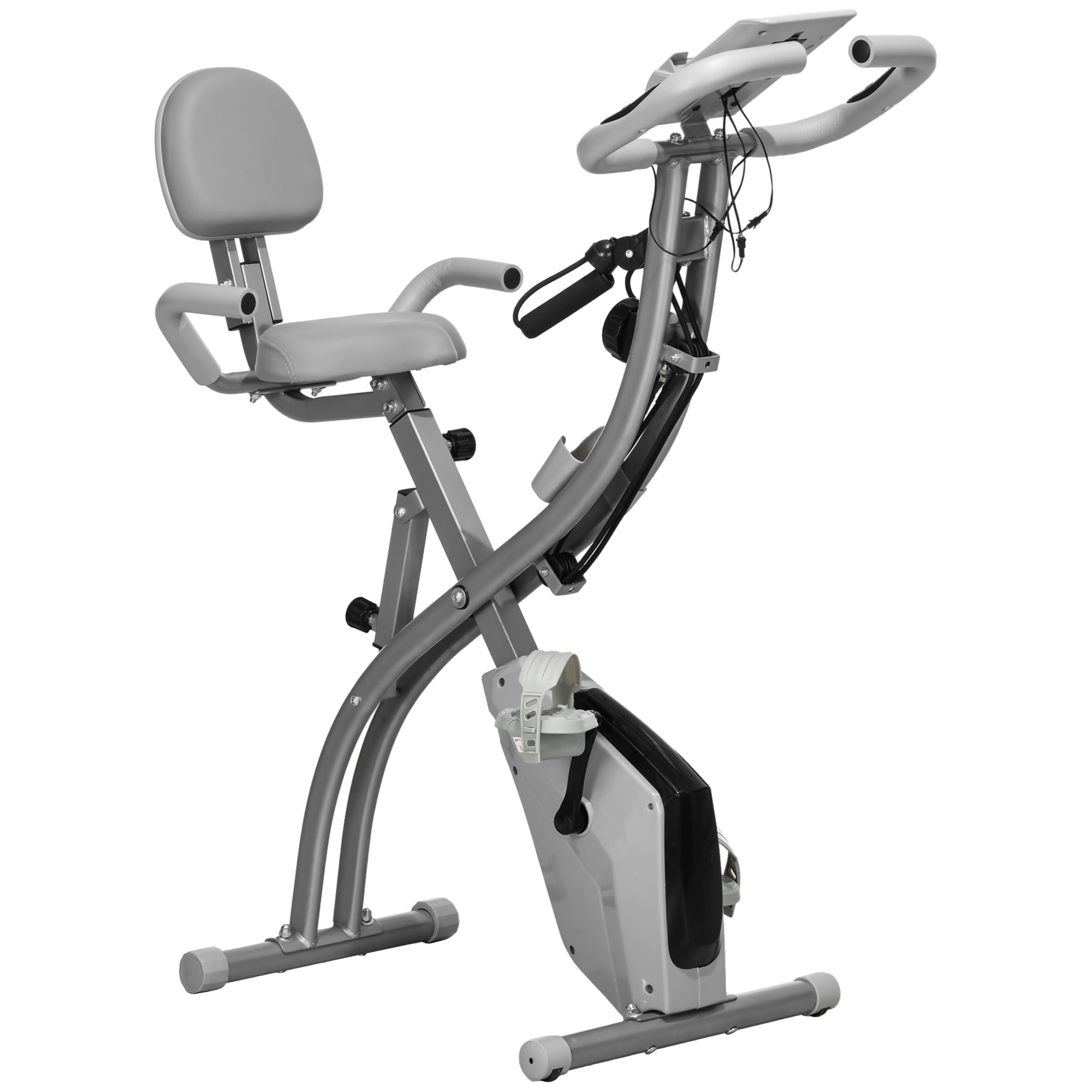 2-in-1 Foldable Exercise Bike Recumbent Stationary Bike 8-Level Adjustable Magnetic Resistance with Pulse Sensor LCD Display - Life Essentials