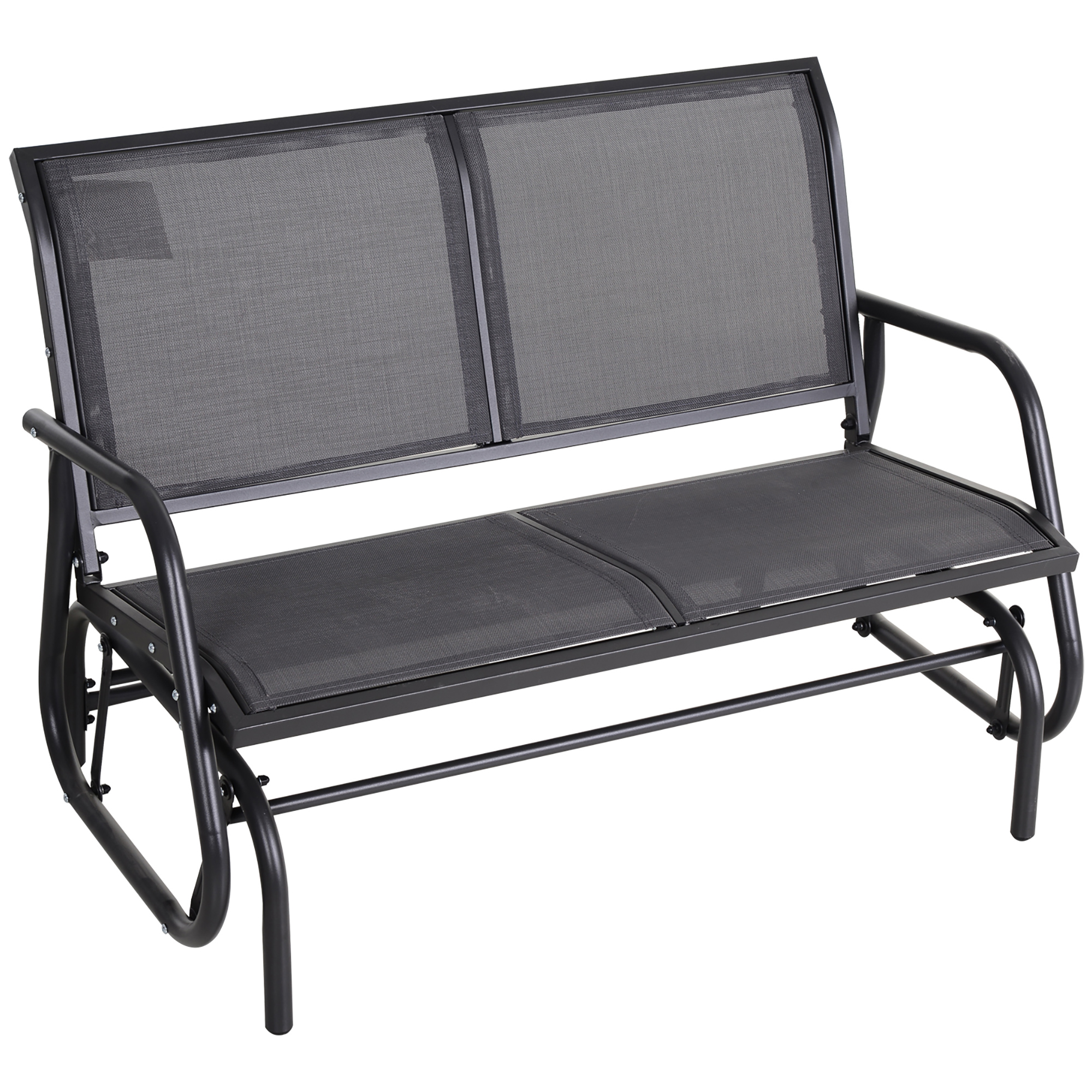 2-Person Outdoor Glider Bench Patio Double Swing Chair Loveseat w/Power Coated Steel Frame for Backyard Garden Porch, Grey - Life Essentials