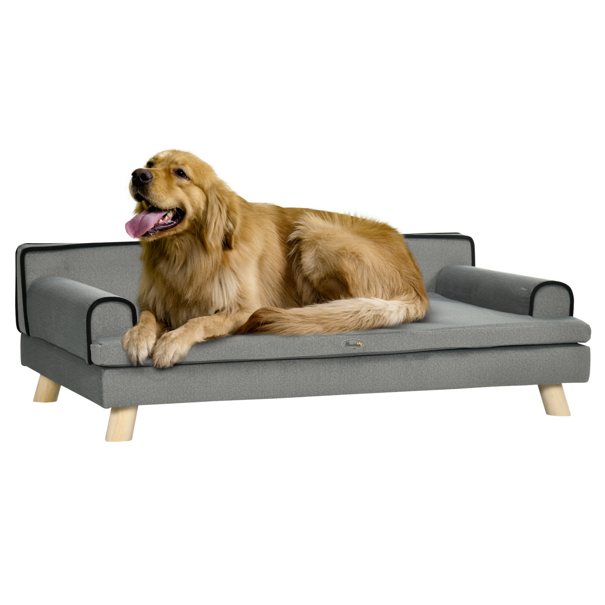 Dog Sofa with Legs Water-resistant Fabric, Pet Chair Bed for Large, Medium Dogs, Grey, 100 x 62 x 32 cm - Life Essentials