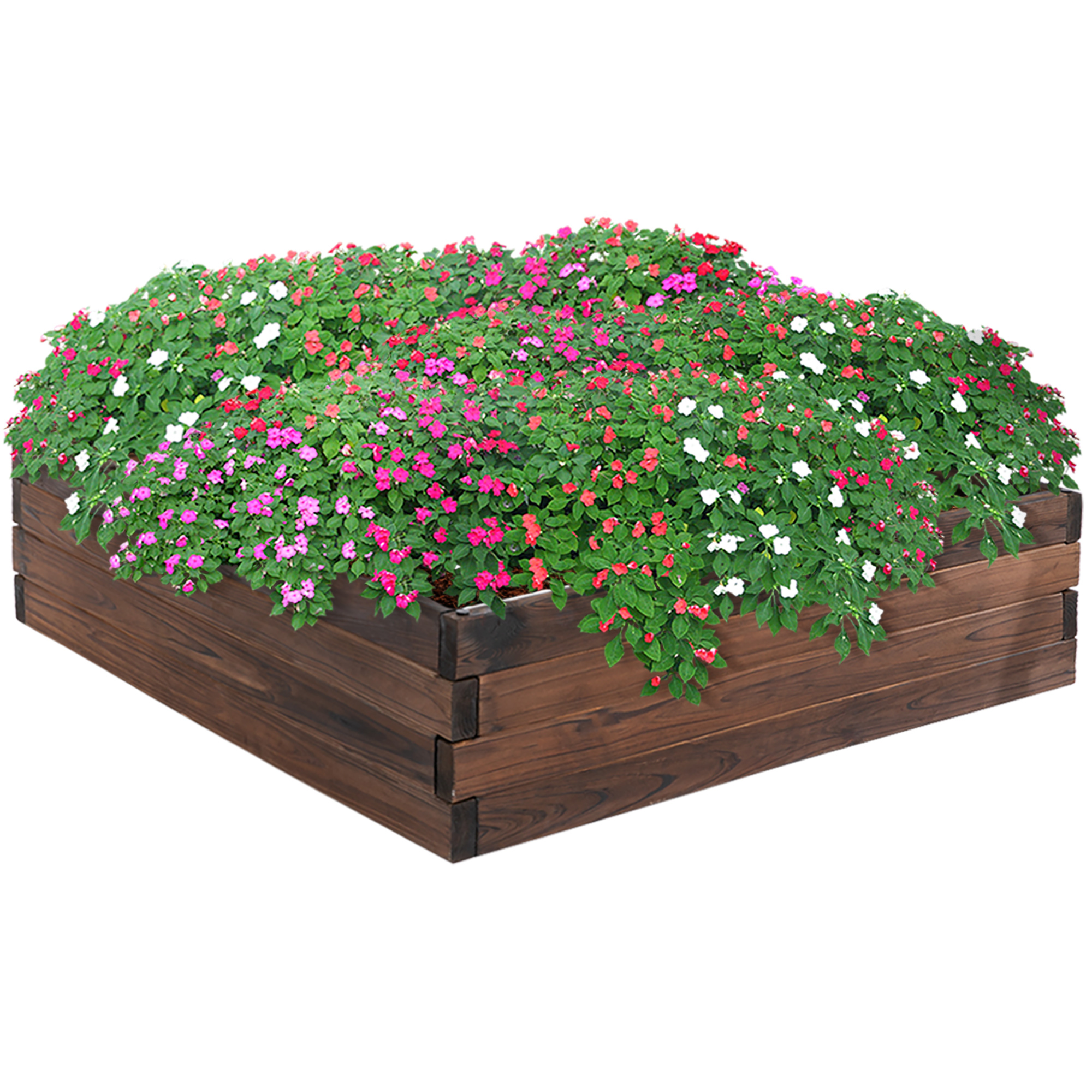 Garden Wooden Raised Bed Planter Grow Containers For Outdoor Patio Plant Flower Vegetable 80L x 80W x 22.5H cm - Life Essentials