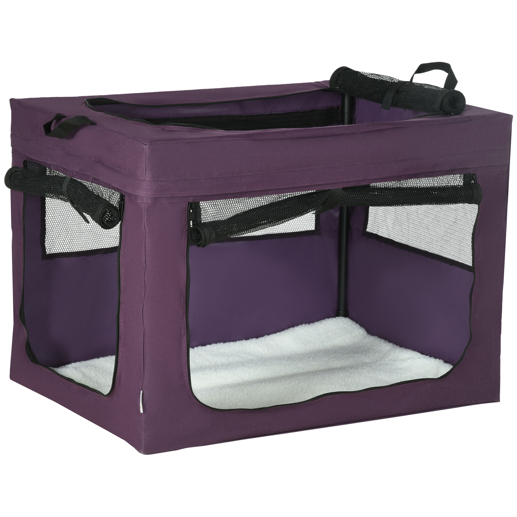 Pet Carrier, Portable Cat Carrier, Foldable Dog Bag for Small and Medium Dogs, 79.5 x 57 x 57 cm, Purple - Life Essentials