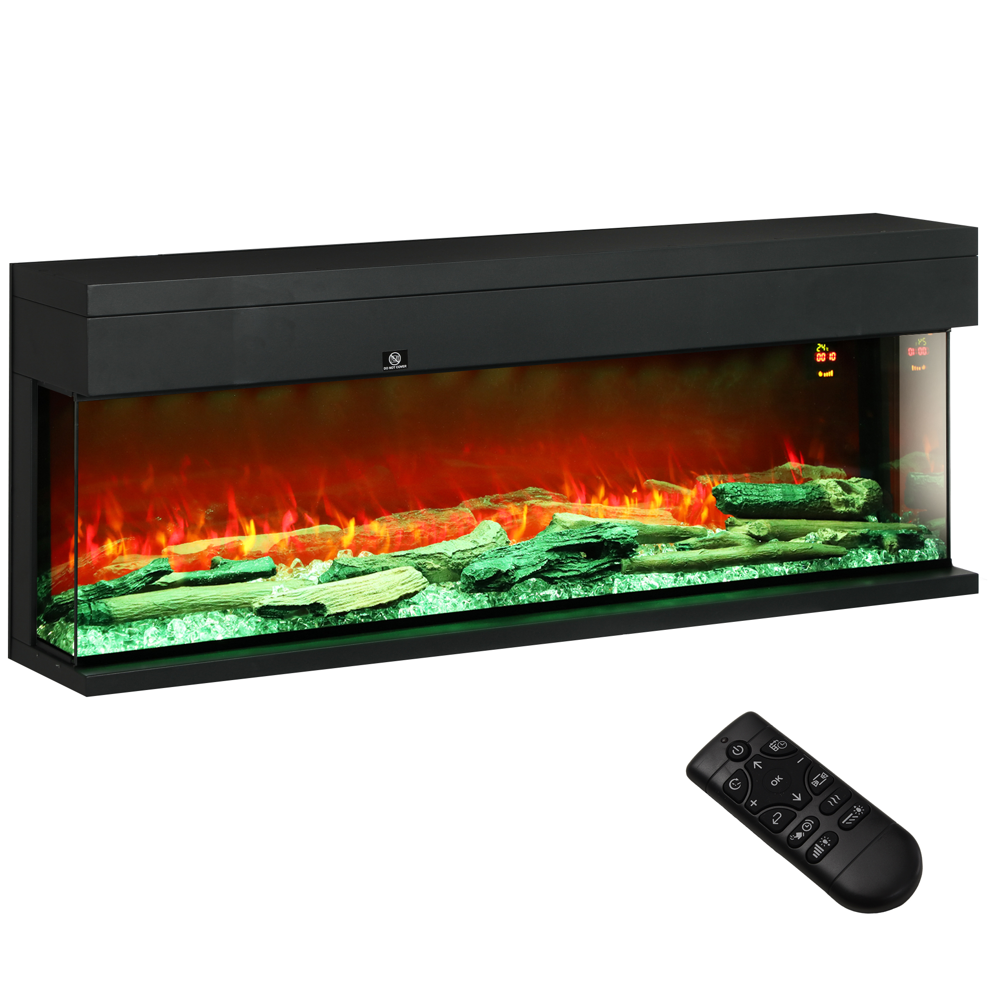 Heater - 1800W Glass Panel Heater Black 127cm - Life Essentials