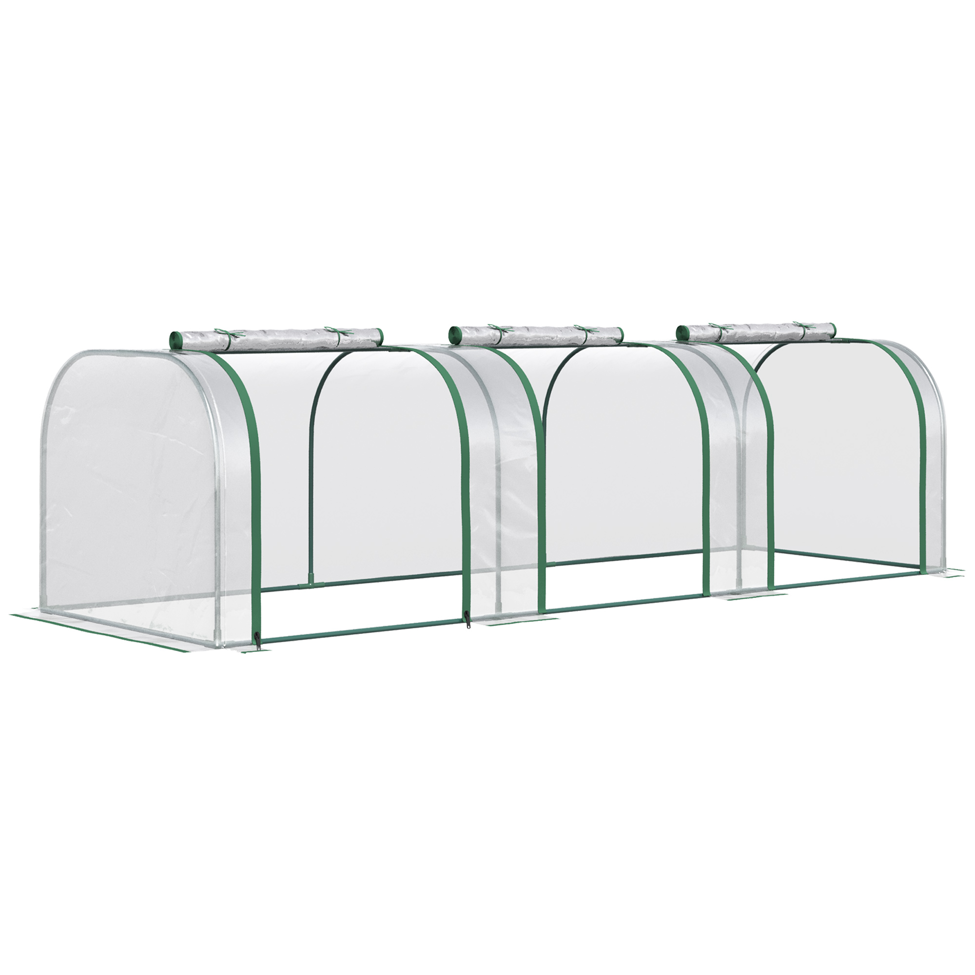 PVC Tunnel Greenhouse Green Grow House Steel Frame for Garden Backyard with Zipper Doors 295x100x80 cm, Clear - Life Essentials