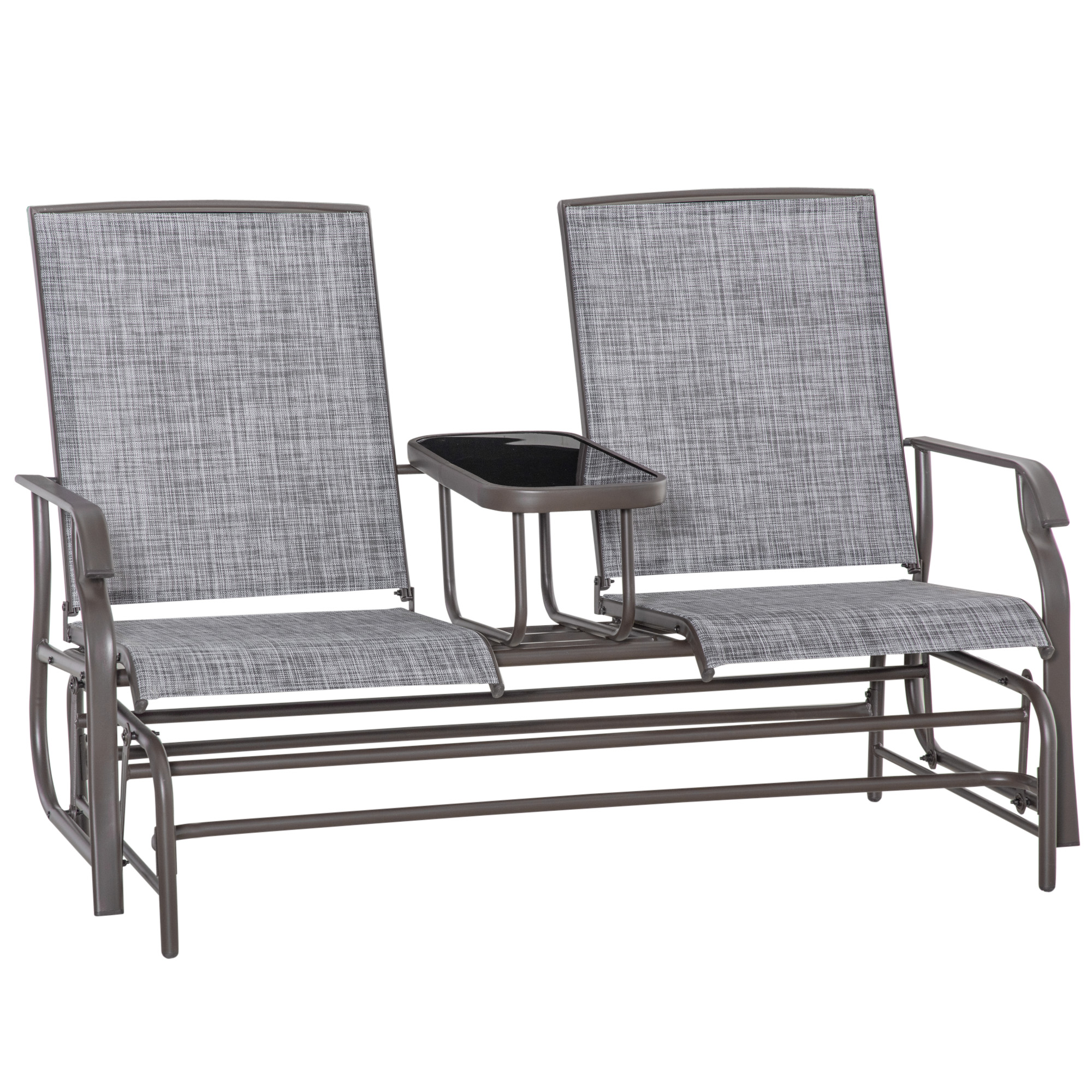 Metal Double Swing Chair Glider Rocking Chair Seat Outdoor Seater Garden Furniture Patio Porch With Table - Life Essentials