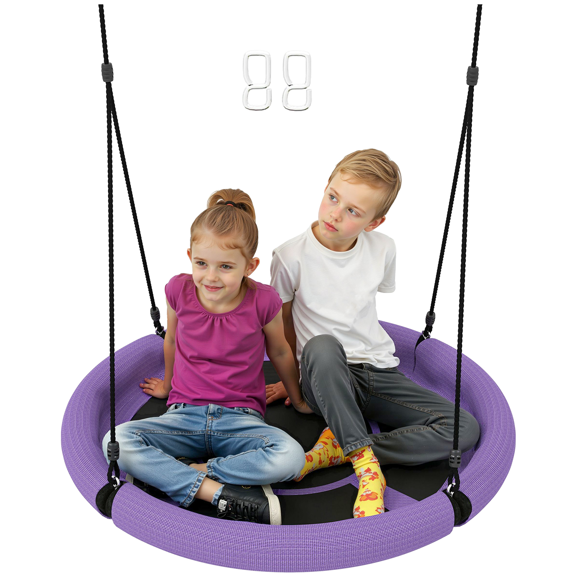 AIVAGO 100cm Diameter Nest Swing Seat for Kids with Height Adjustable Hanging Ropes for Outdoor, Playground, Garden, Purple - Life Essentials