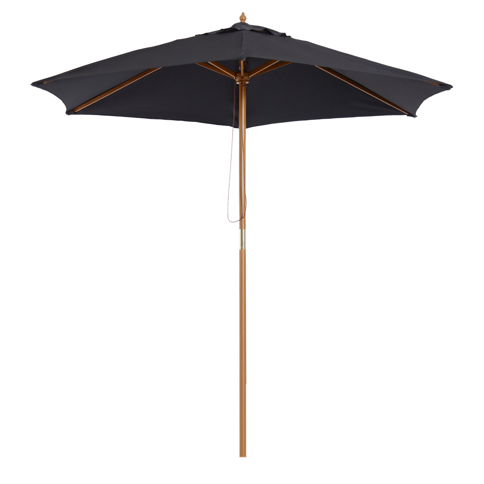2.5m Wooden Garden Patio Parasol Umbrella-Black - Life Essentials