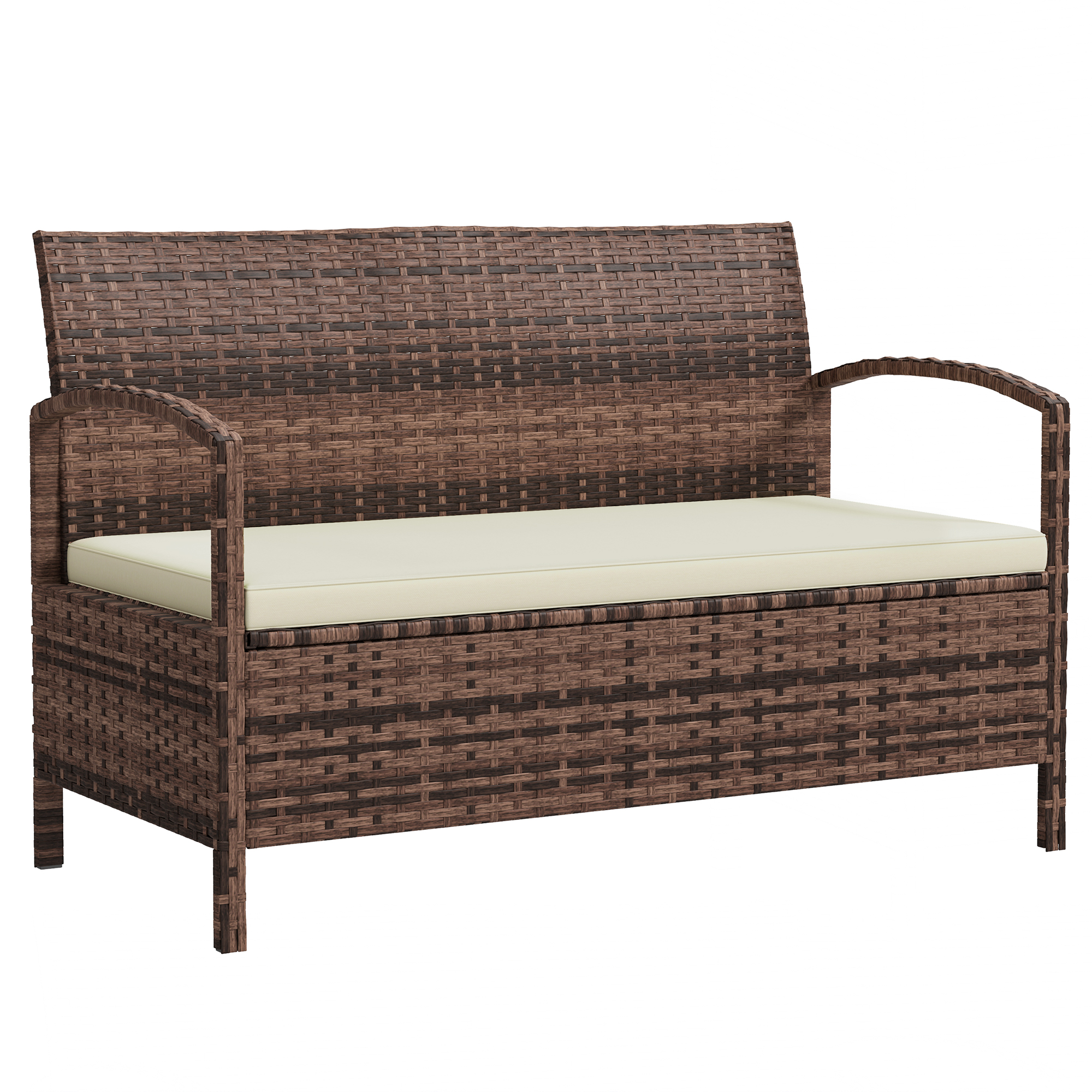 SUNVISTA 125L Storage Garden Bench, with Cushion - Brown - Life Essentials
