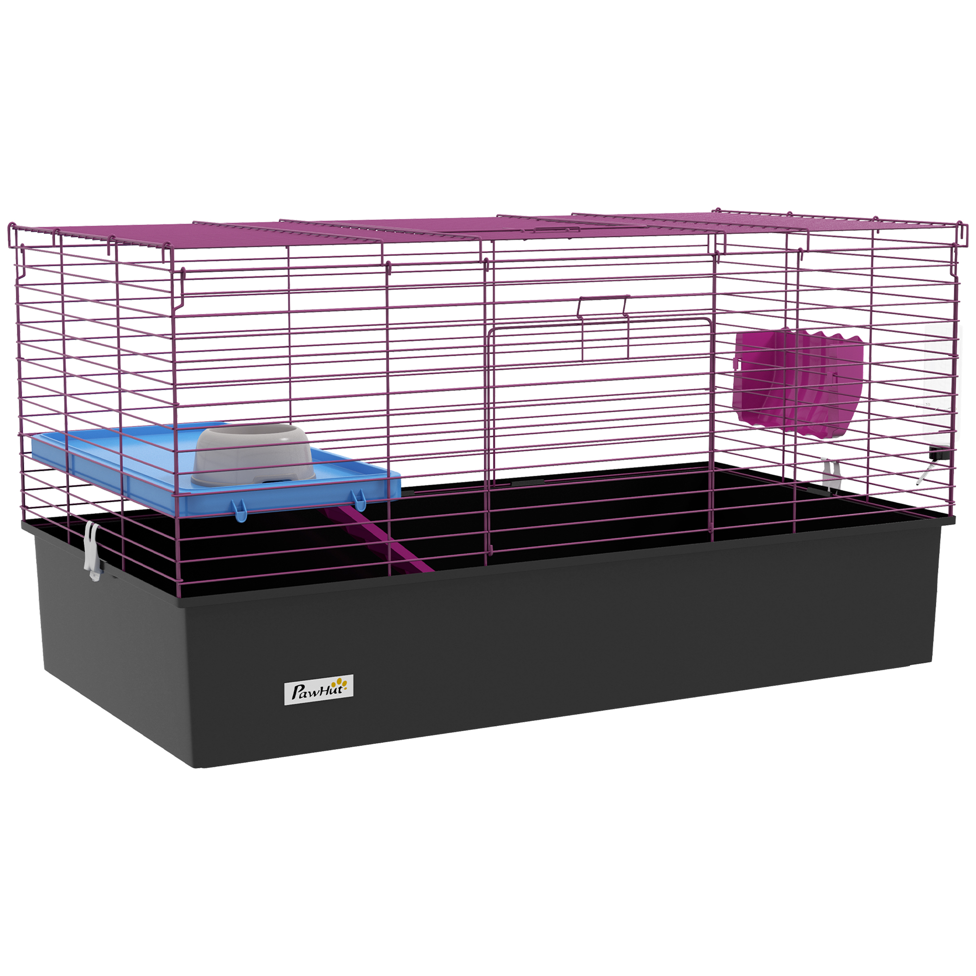 Shelley Chinchillas Small Rabbit Guinea Pig Cage with Platform Ramp - Black - Life Essentials