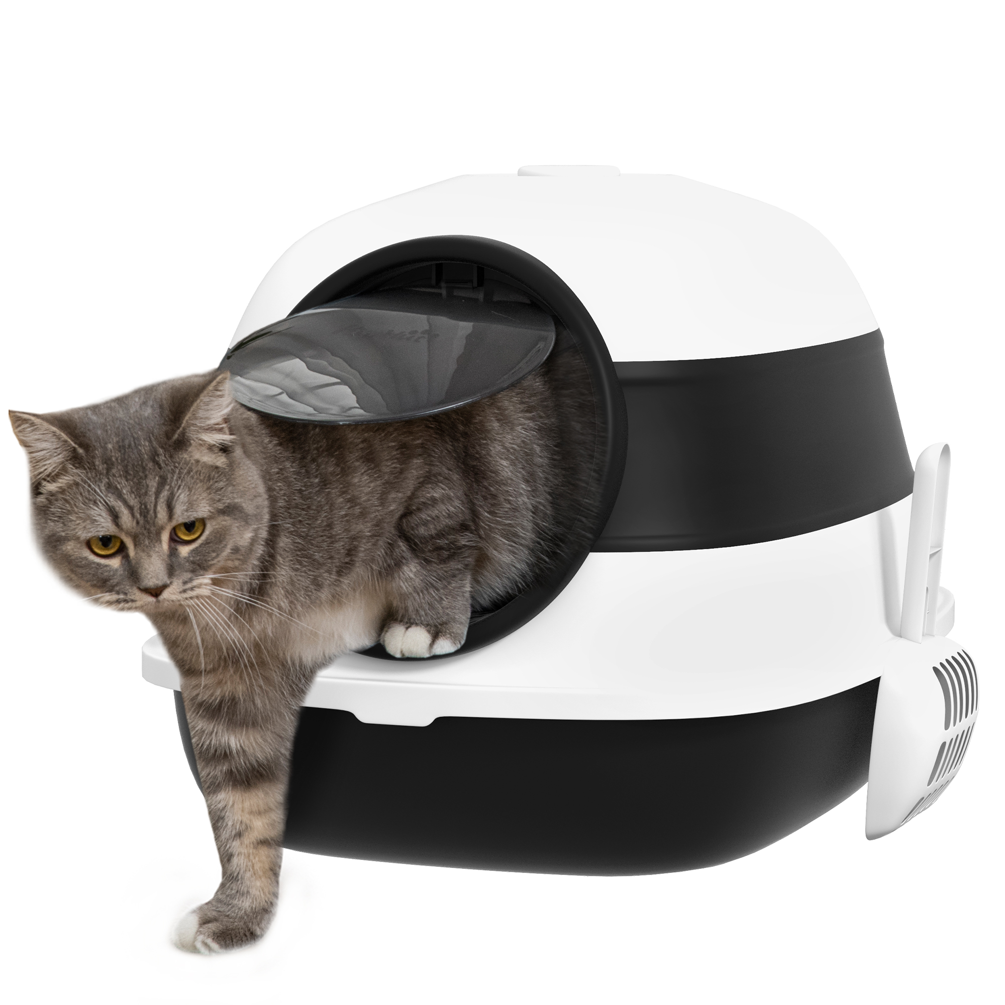 Shelley Foldable Cat Litter Tray with Lid Deodorant Scoop in Black - Black - Life Essentials