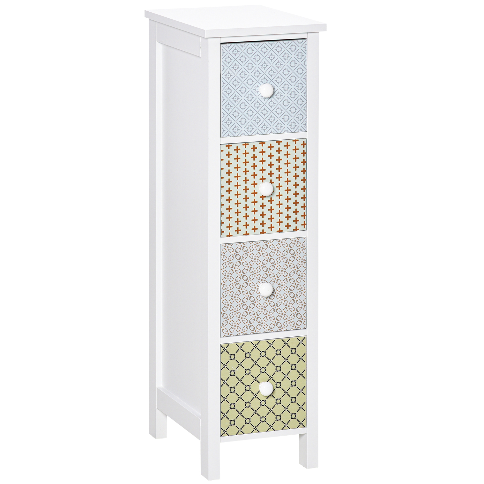 HERON Multi Colour Chest of Drawers - Tallboy, Small-sized, 4 Drawers - Life Essentials