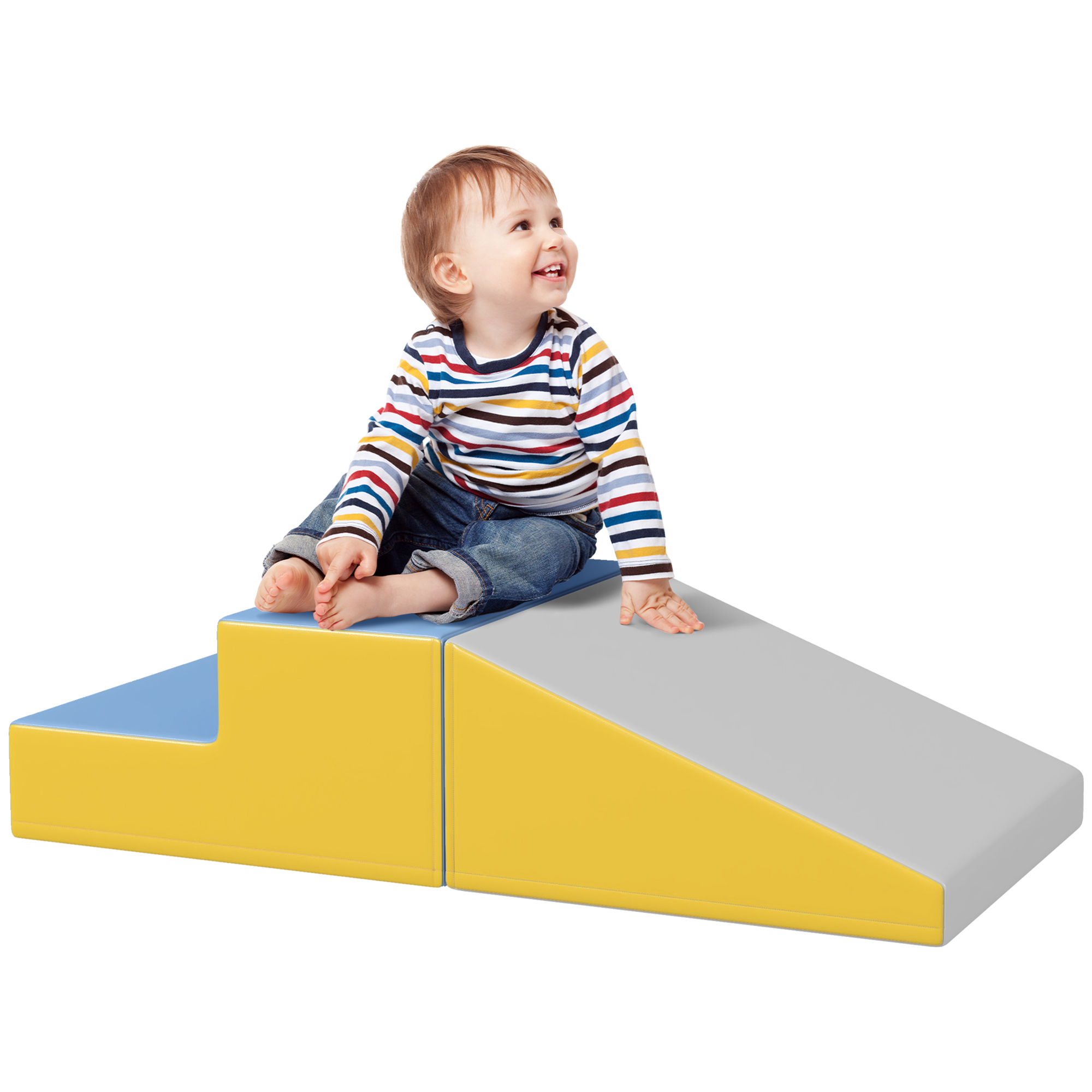 Scott 2 Piece Soft Play Set for Toddler Climb and Crawl - Grey - Life Essentials