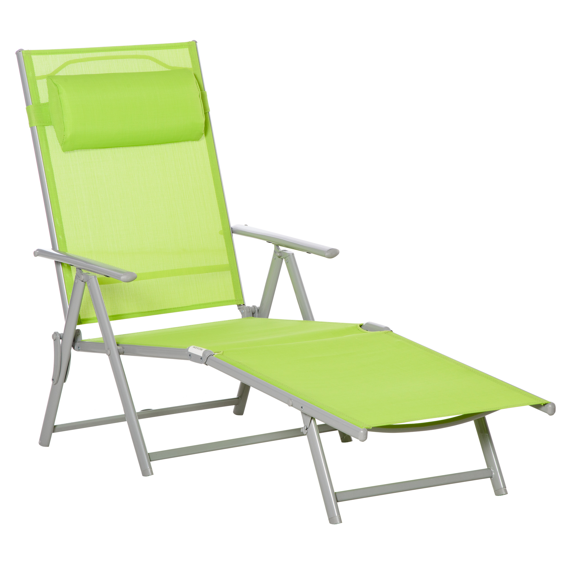 Folding Sun Lounger, Outdoor Chaise Lounge Recliner with Pillow and 7 Adjustable Backrest for Lawn, Garden - Life Essentials