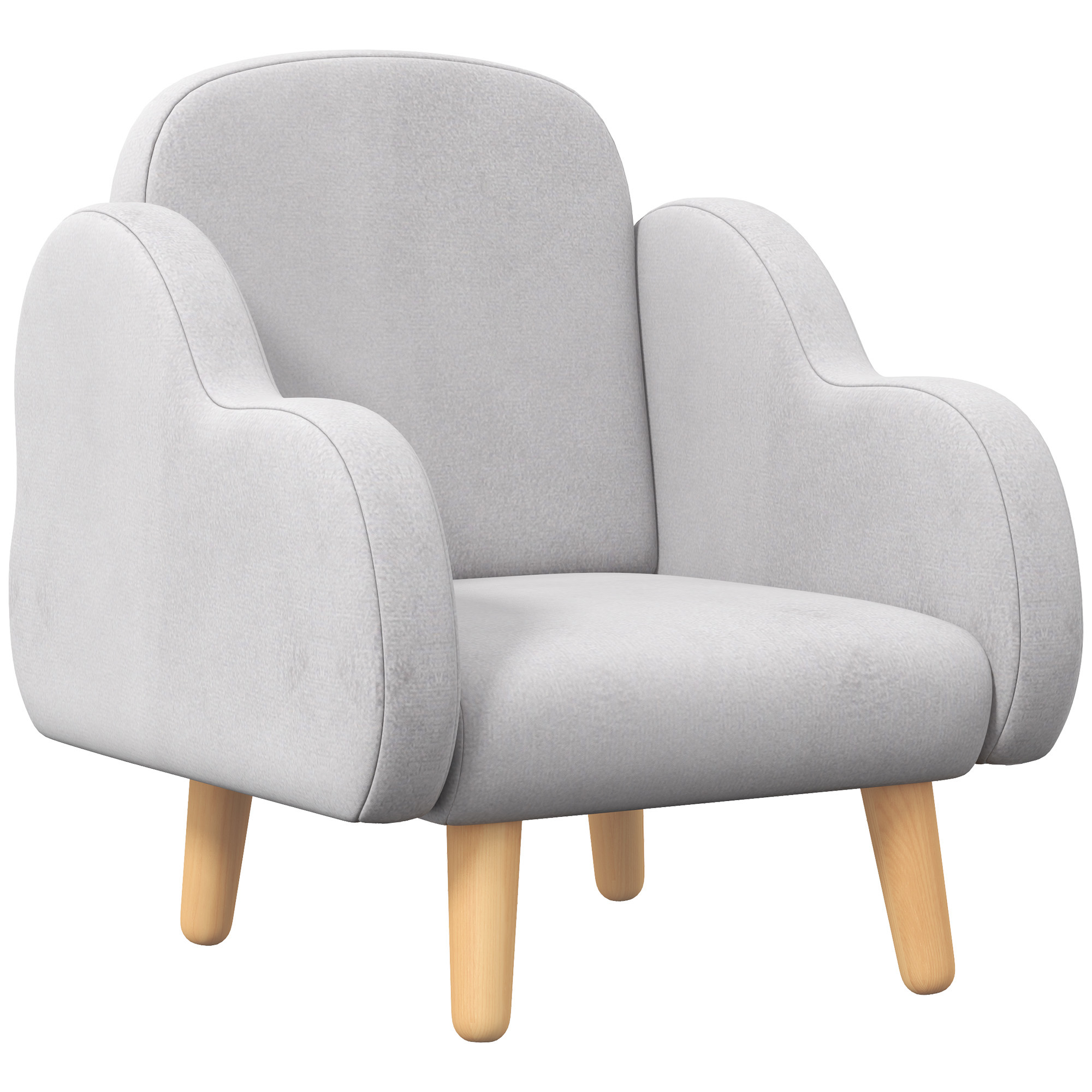 Wooden Frame Toddler Children Mini Sofa with Arm Rest - Grey Cloud Shape - Life Essentials
