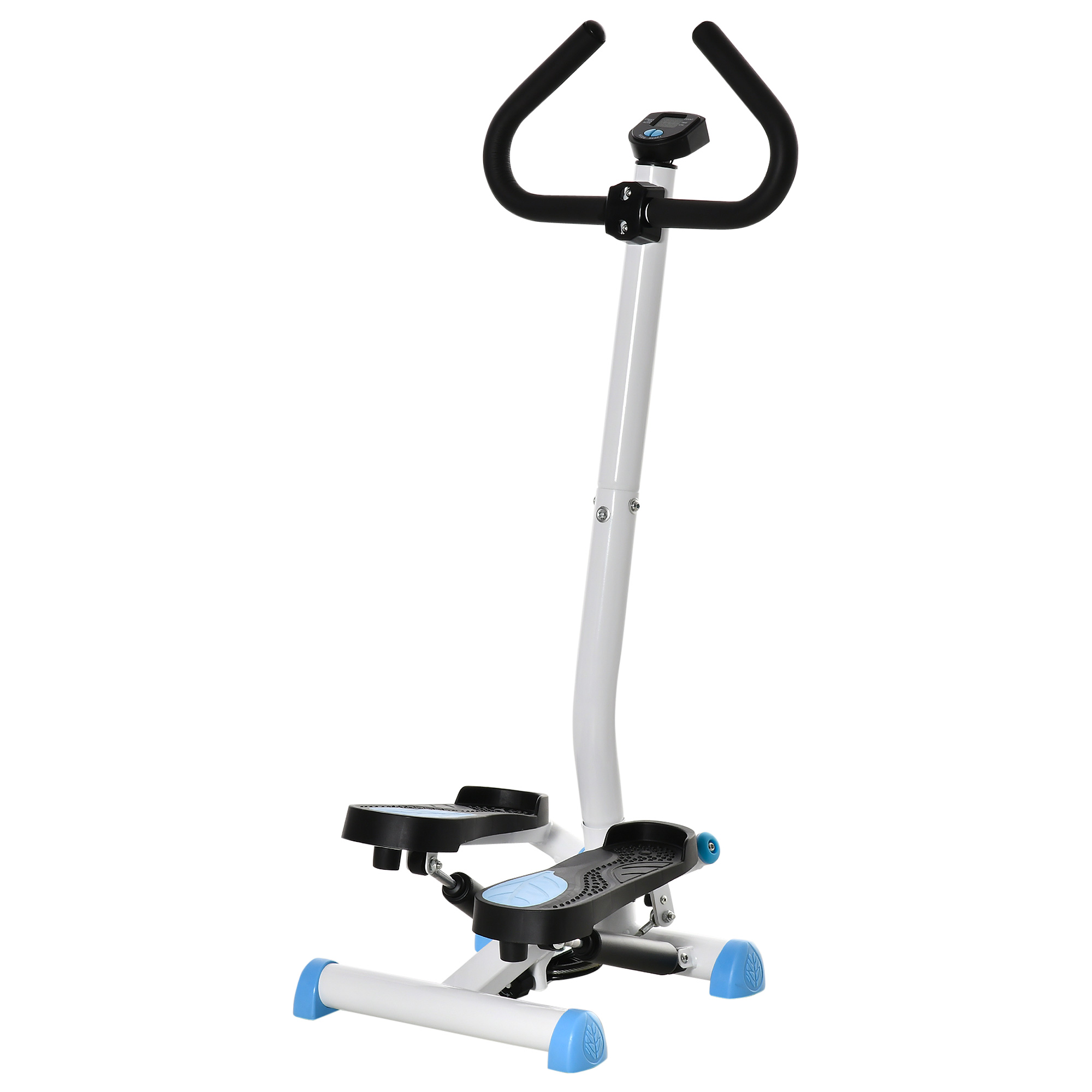 Adjustable Stepper Aerobic Ab Exercise Fitness Workout Machine with LCD Screen & Handlebars, Blue - Life Essentials