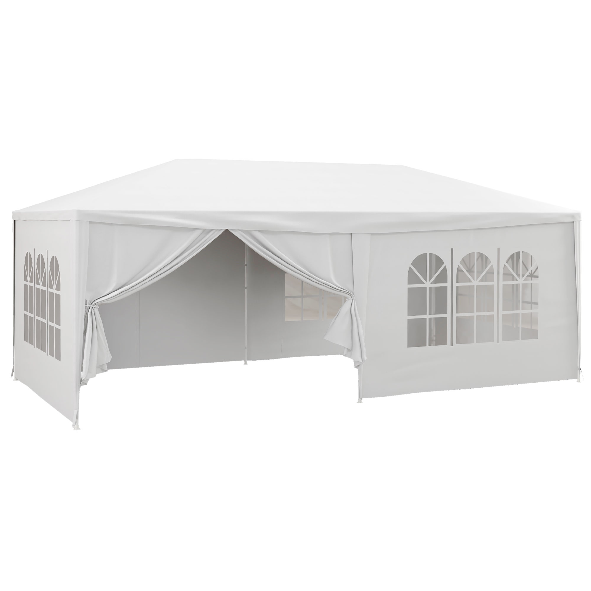 6 x 3 m Party Tent Wedding Gazebo Outdoor Waterproof PE Canopy Shade with 6 Removable Side Walls - Life Essentials