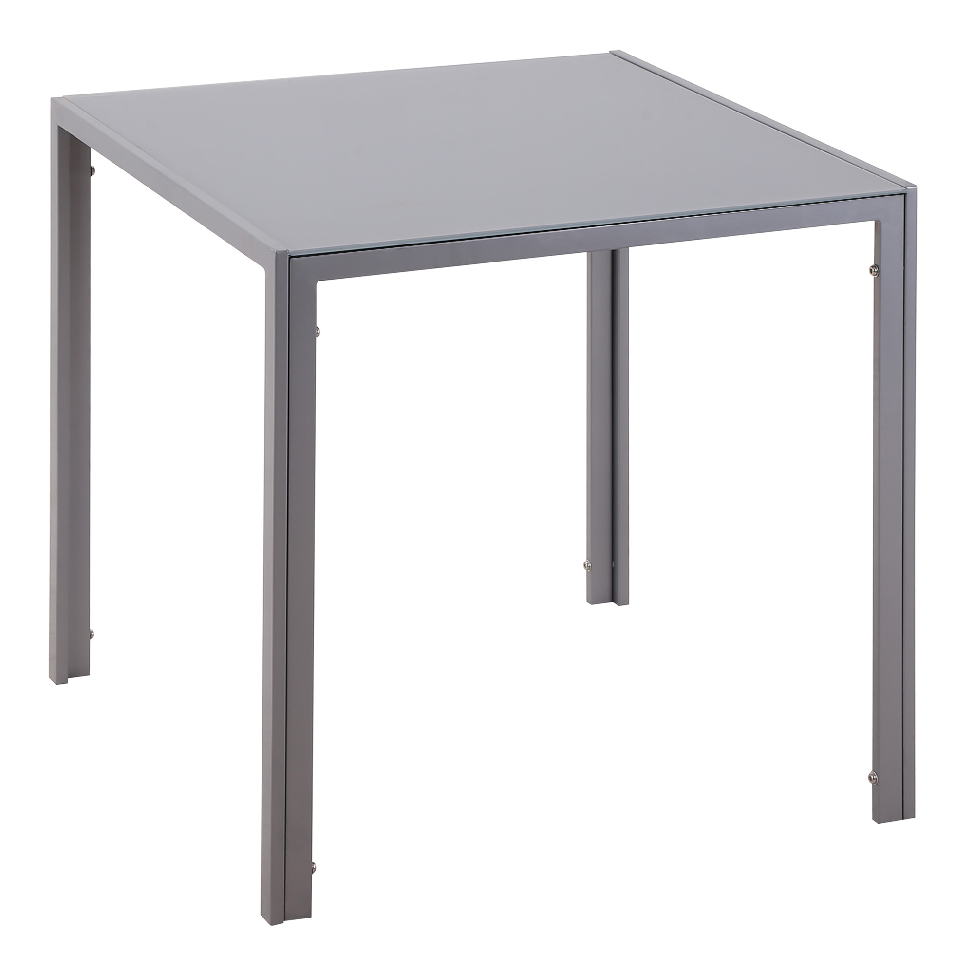 Modern Square Dining Table, Seats 4, with Glass Top & Metal Legs for Dining Room, Living Room, Grey - Life Essentials