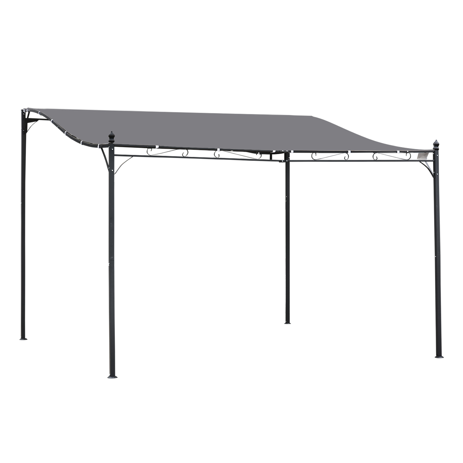 4 x 3 Meters Canopy Metal Wall Gazebo Awning Garden Marquee Shelter Door Porch - Grey - Life Essentials