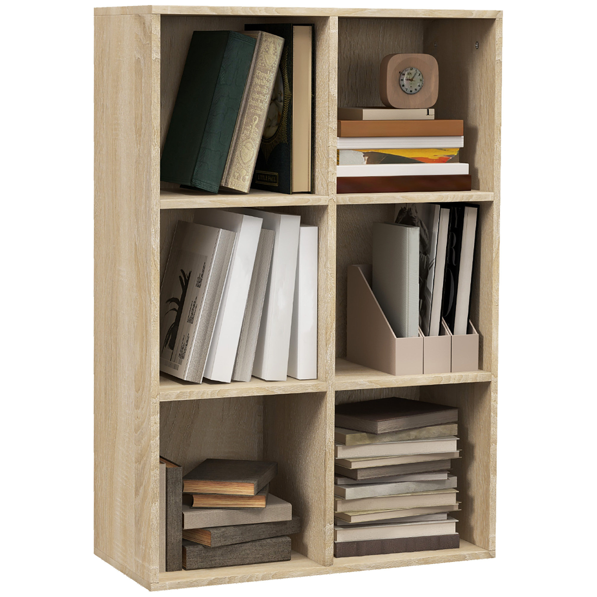 Scott Six-Cube Bookcase - Oak Wood Effect - Life Essentials