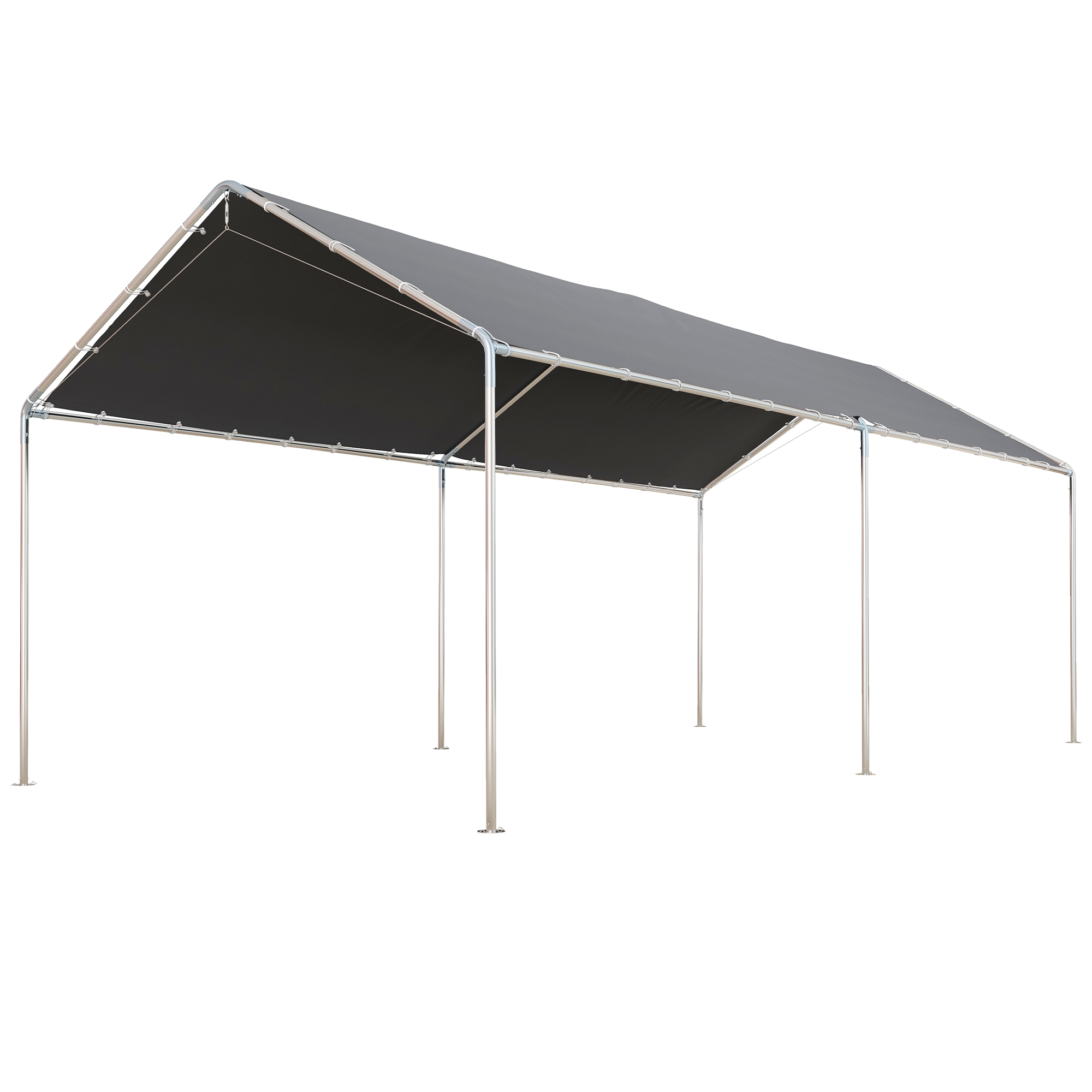 3 x 6m Heavy Duty Carport Garage Car Shelter Galvanized Steel Outdoor Open Canopy Tent Water UV Resistant Waterproof, Grey - Life Essentials