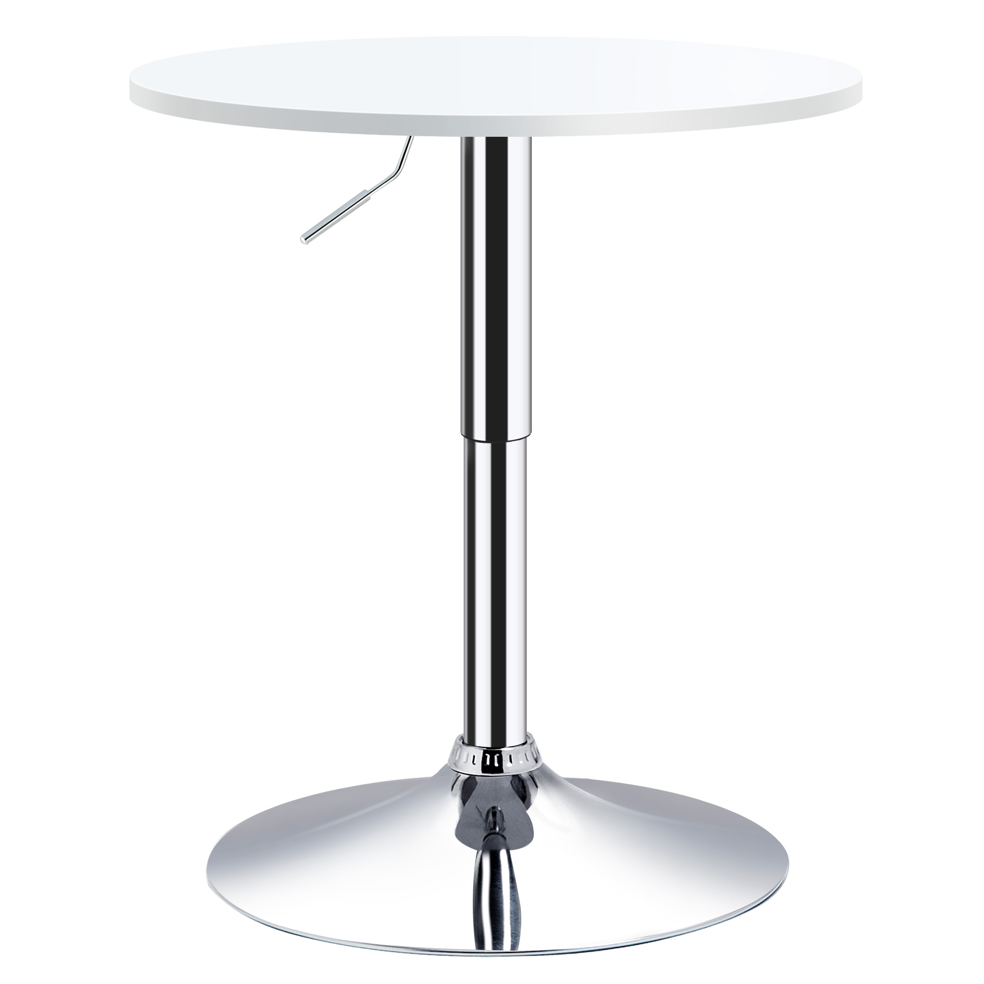 Bar Table ?60cm Adjustable Height Round Bistro Table w/ Swivel Top Metal Frame Counter Surface Stylish Kitchen Conservatory White - Life Essentials