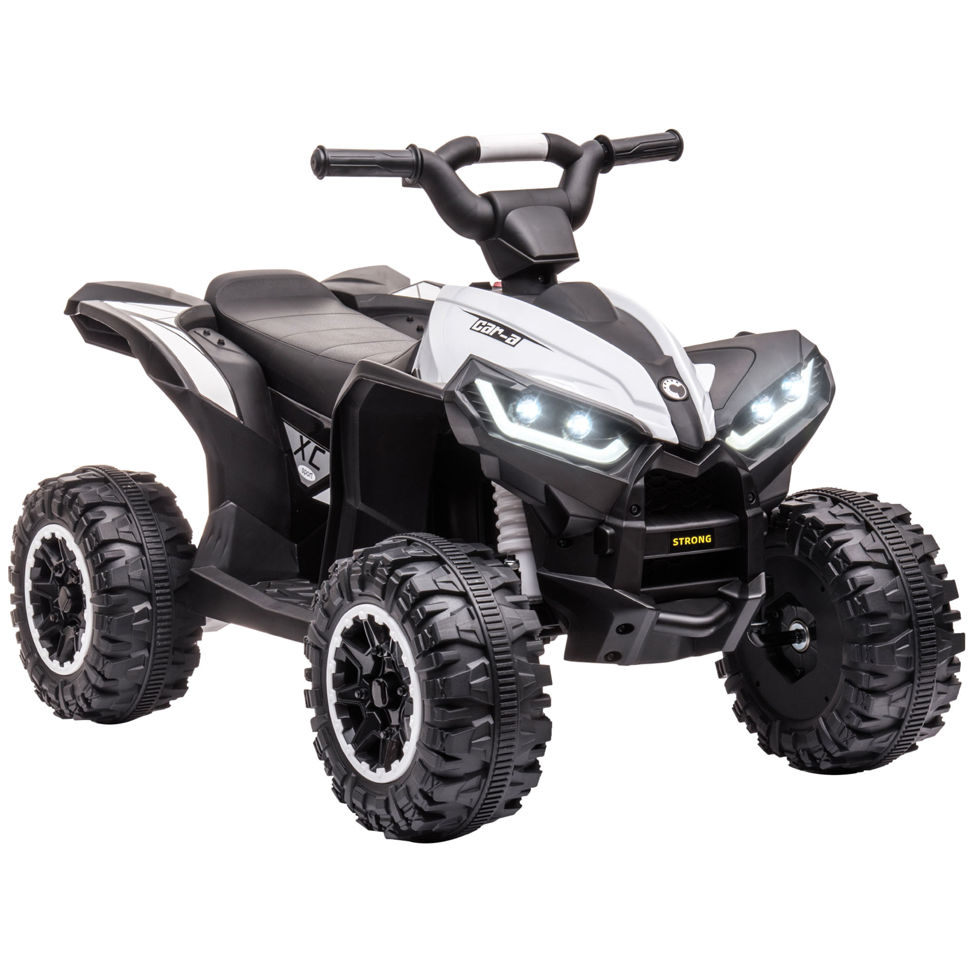 12V Quad Bike with Forward Reverse Functions, Ride on Car ATV Toy with High/Low Speed, Slow Start, Suspension System, Horn, Music, White - Life 
