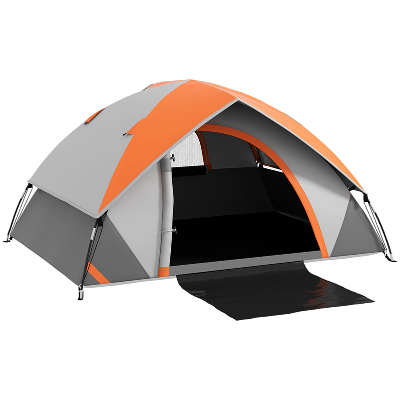 Jones 4-5 Man Single Room Camping Tent - Grey and Orange - Life Essentials