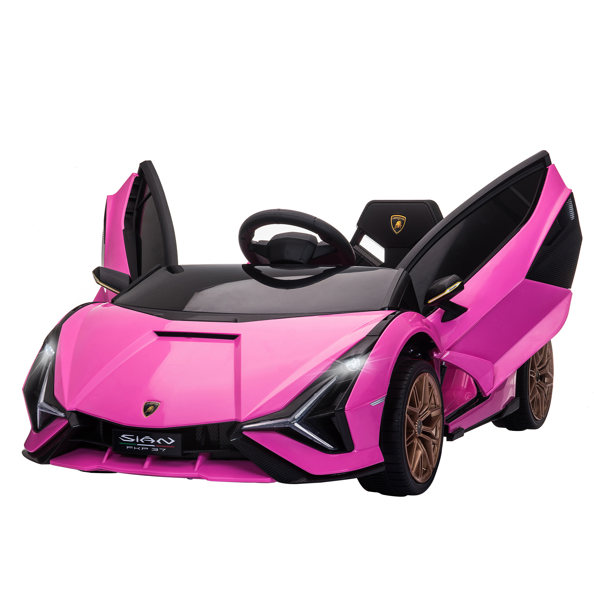 Compatible 12V Battery-powered Kids Electric Ride On Car Lamborghini SIAN Toy with Parental Remote Control Lights MP3 for 3-5 Years Old Pink - Life 