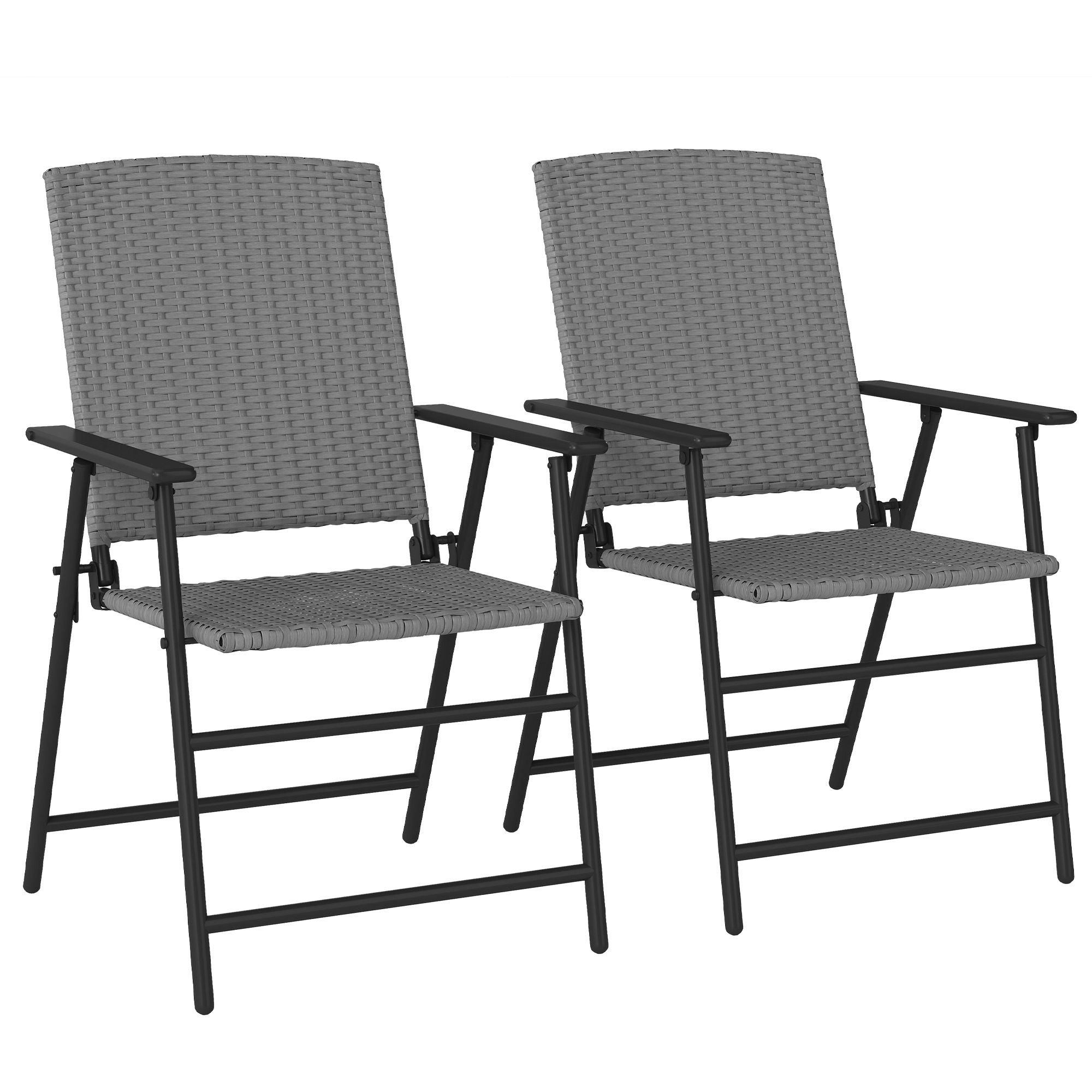 SUNVISTA Set of Two Folding Rattan Seat Chairs - Grey - Life Essentials