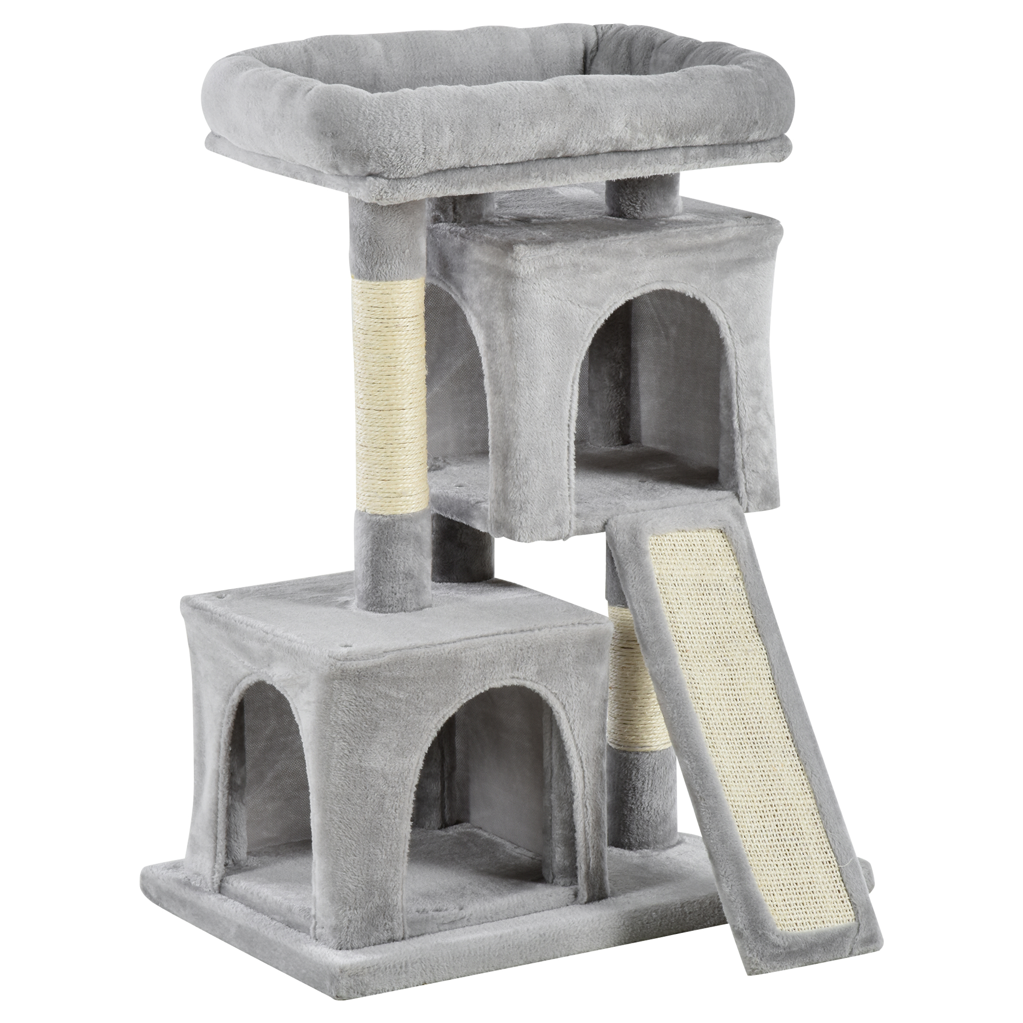 Cats 3-Tier Sisal Rope Leisure Tree Light Grey - Life Essentials