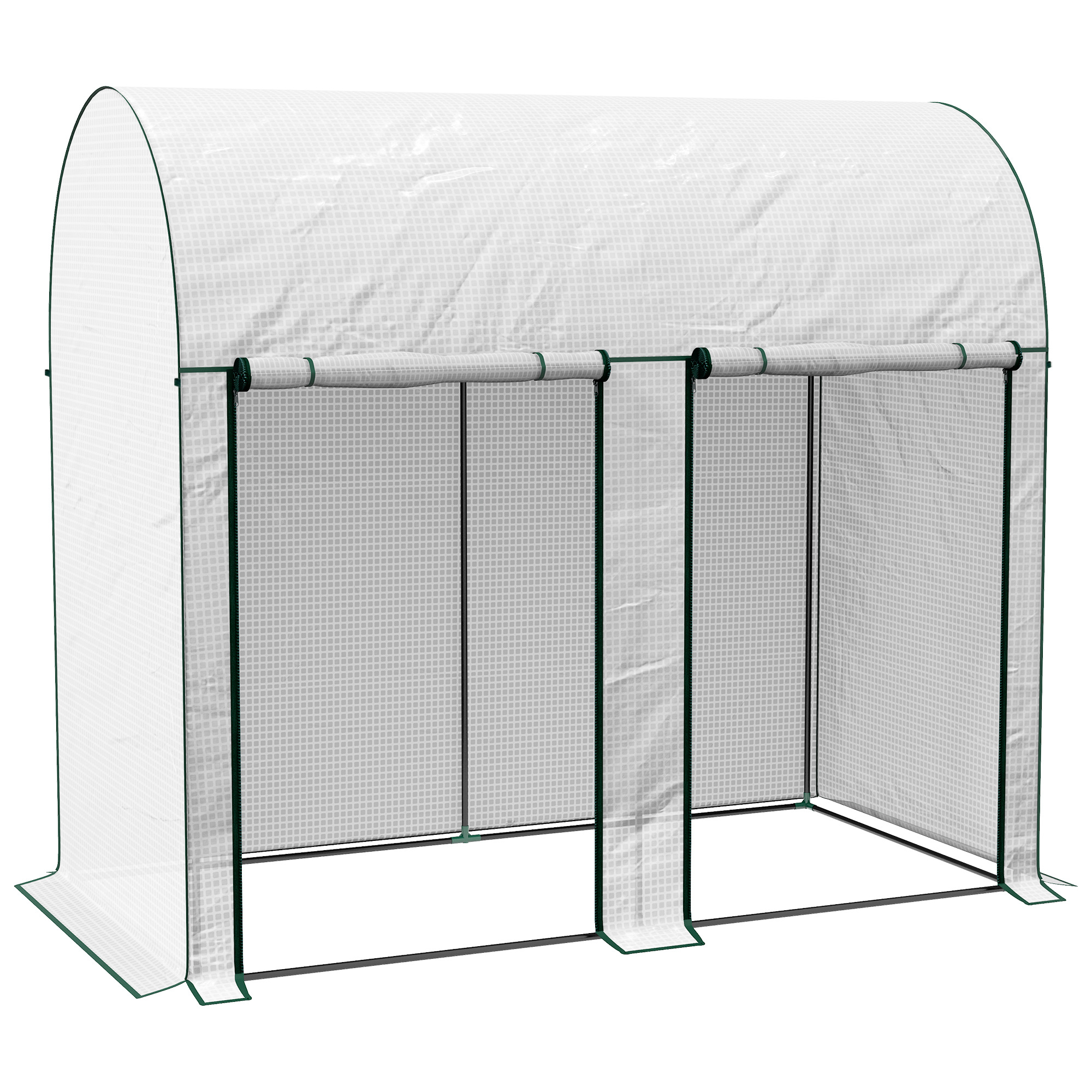 Jones Walk-In Greenhouse with Zipped Roll-Up Doors - White - Life Essentials