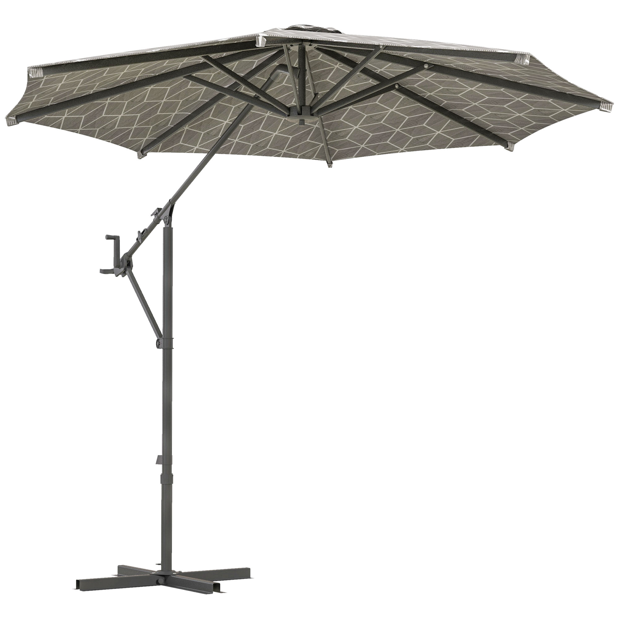 3(m) Convertible Cantilever Parasol and Centre-post Garden Parasol with Cross Base, 360 Rotation Banana Parasol with Crank Handle - Life Essentials