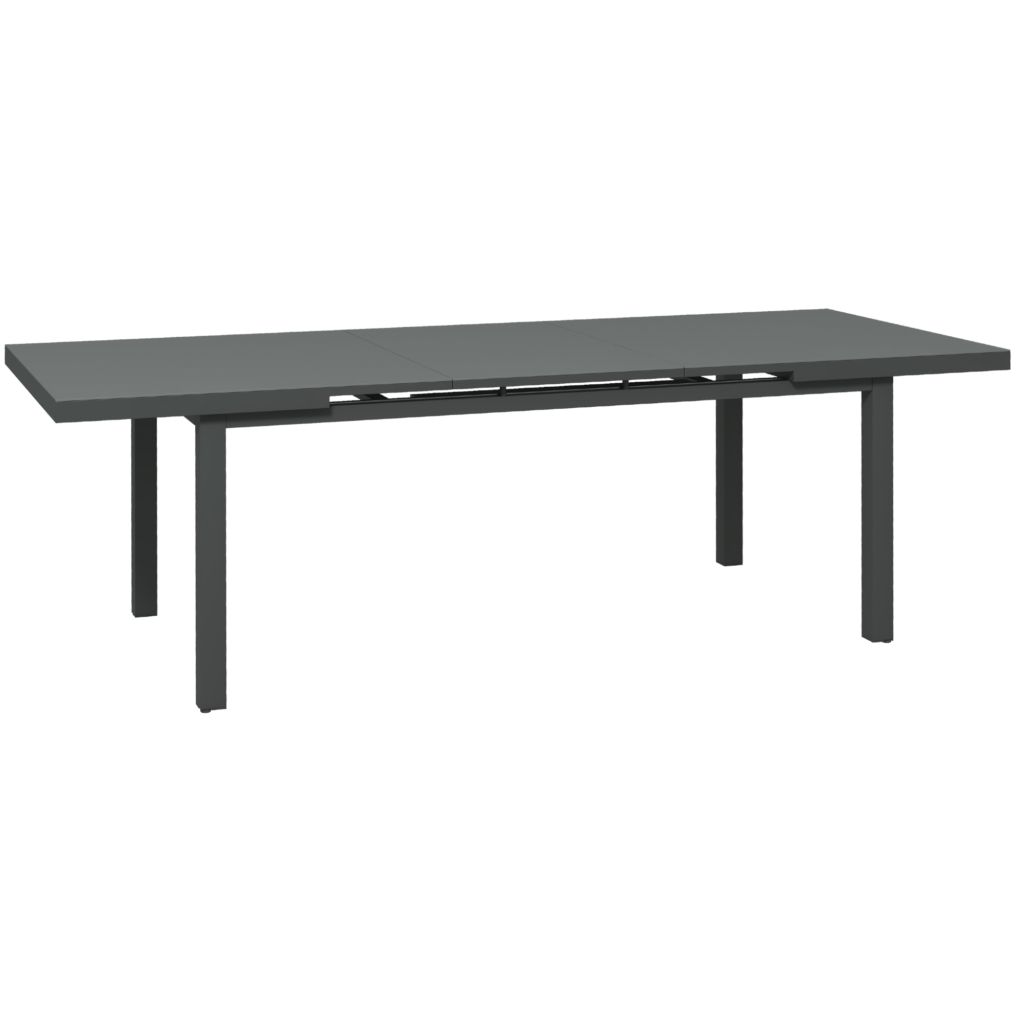 Aluminium Garden Table for 6-8, Extending Outdoor Dining Table Rectangle for Lawn Balcony - Charcoal Grey - Life Essentials