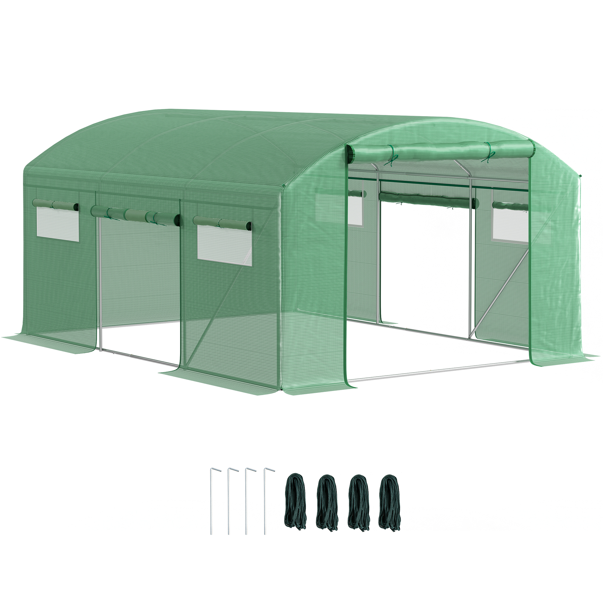 SUNVISTA 13 x 9.8ft Walk-In Polytunnel Greenhouse - Green - Life Essentials