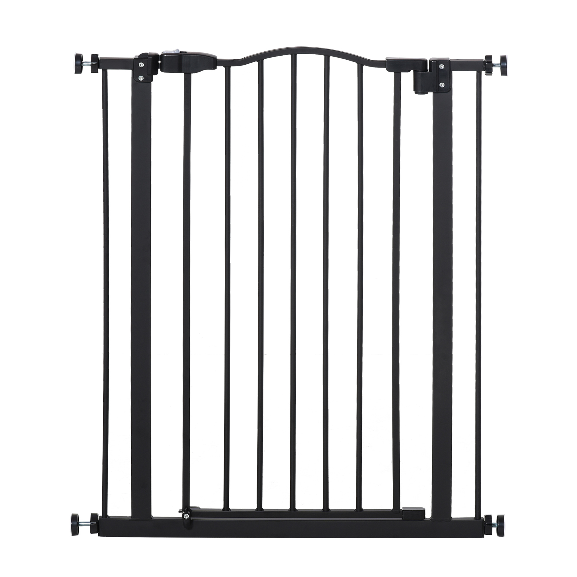 74-84cm Adjustable Metal Pet Gate Safety Barrier w/ Auto-Close Door Double Locking Easy-Open Doors Stairs Home Frames Black - Life Essentials